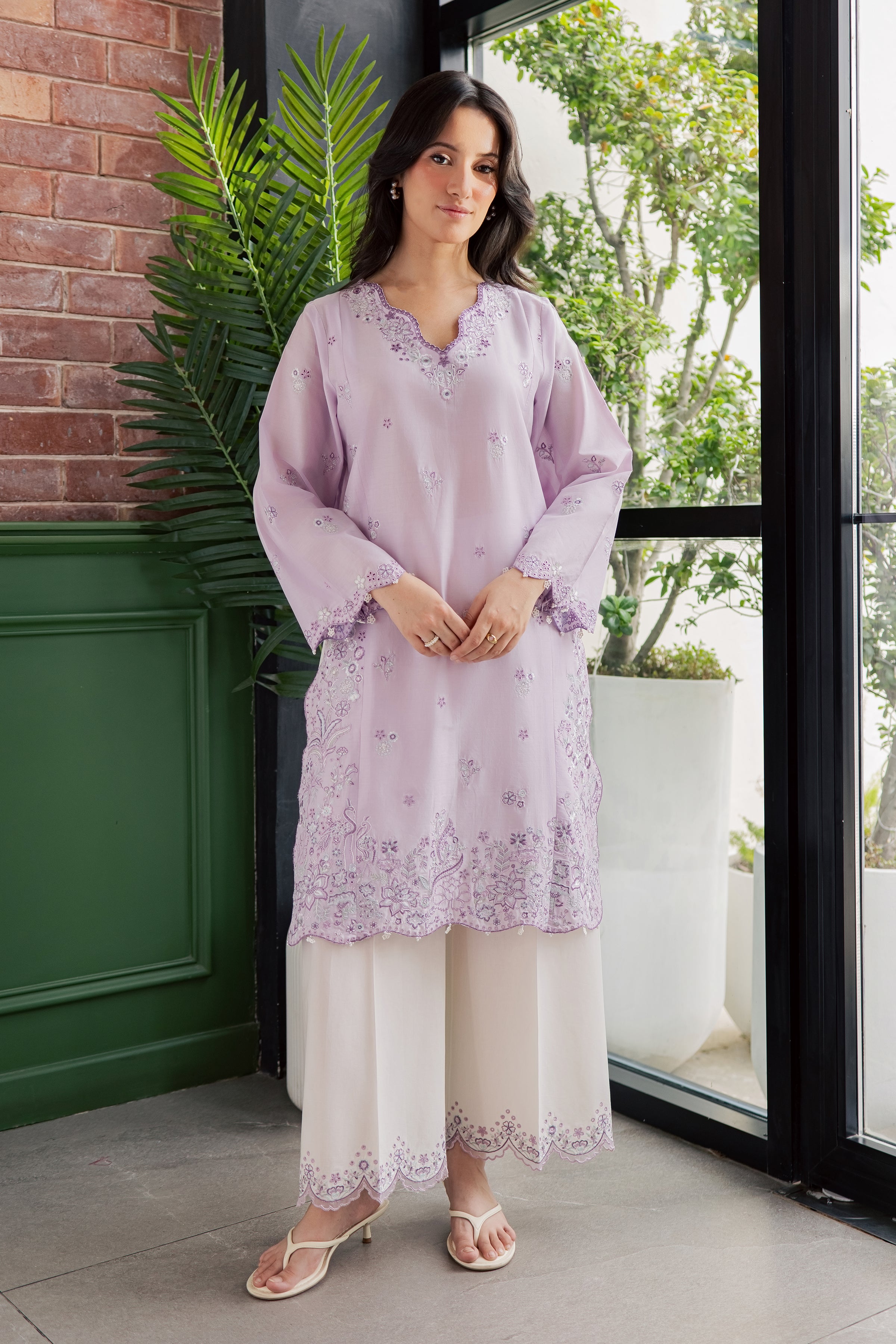 Fleura 2Pc - Embroidered Lawn Dress EverydayEdit26 BATIK XS / Lilac / Pima Lawn