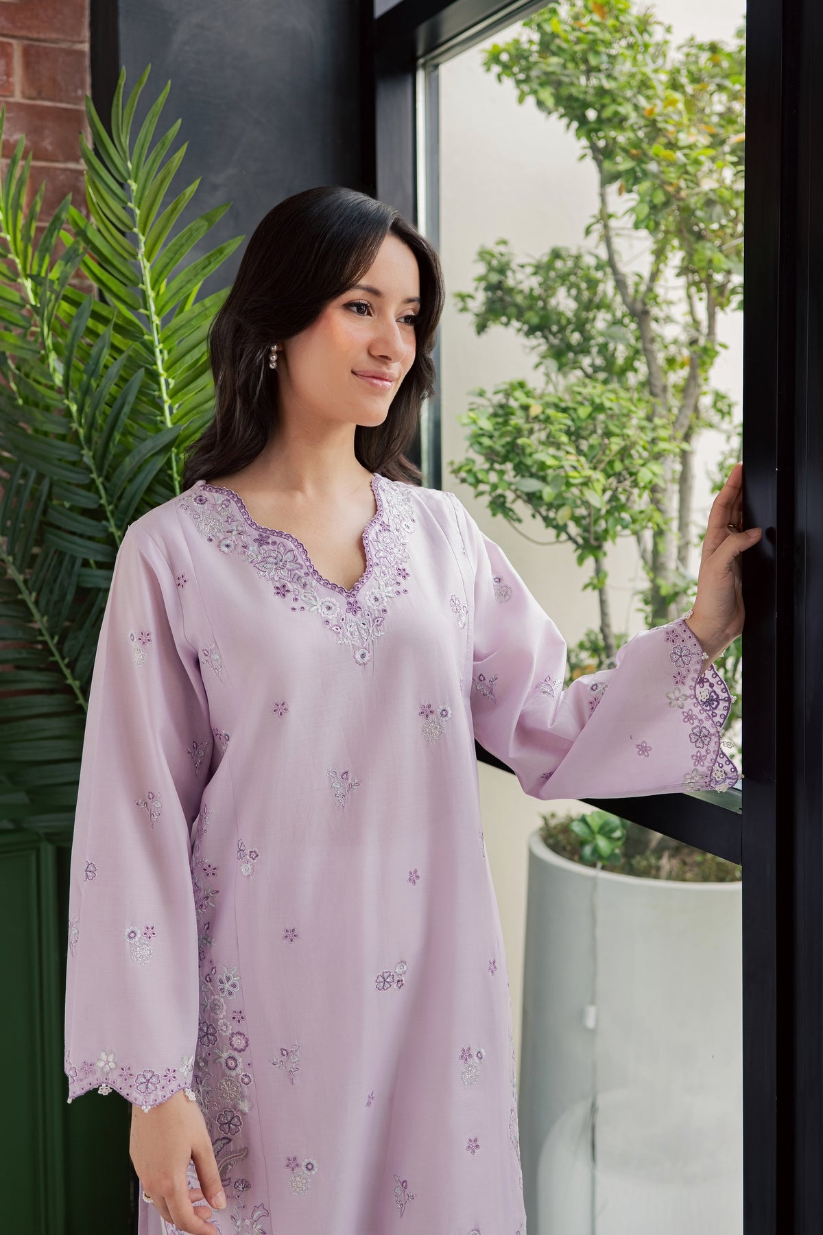 Fleura 2Pc - Embroidered Lawn Dress EverydayEdit26 BATIK XS / Lilac / Pima Lawn