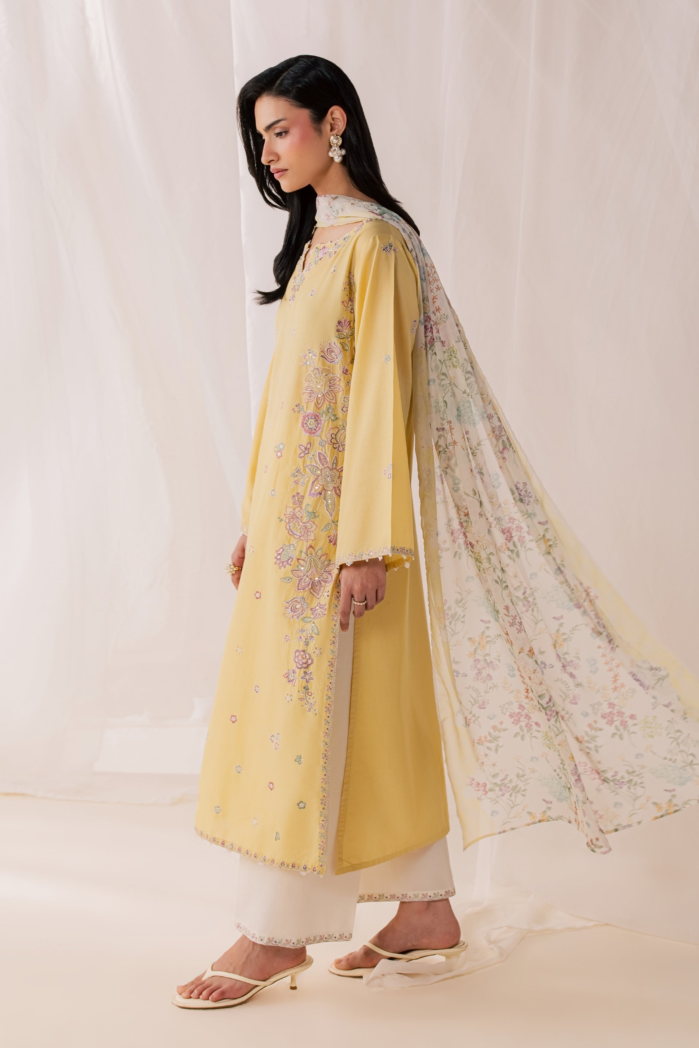 Florellow 3Pc - Luxury Embroidered Lawn BATIKSS26 BATIK XS / Ocher / Pima Lawn