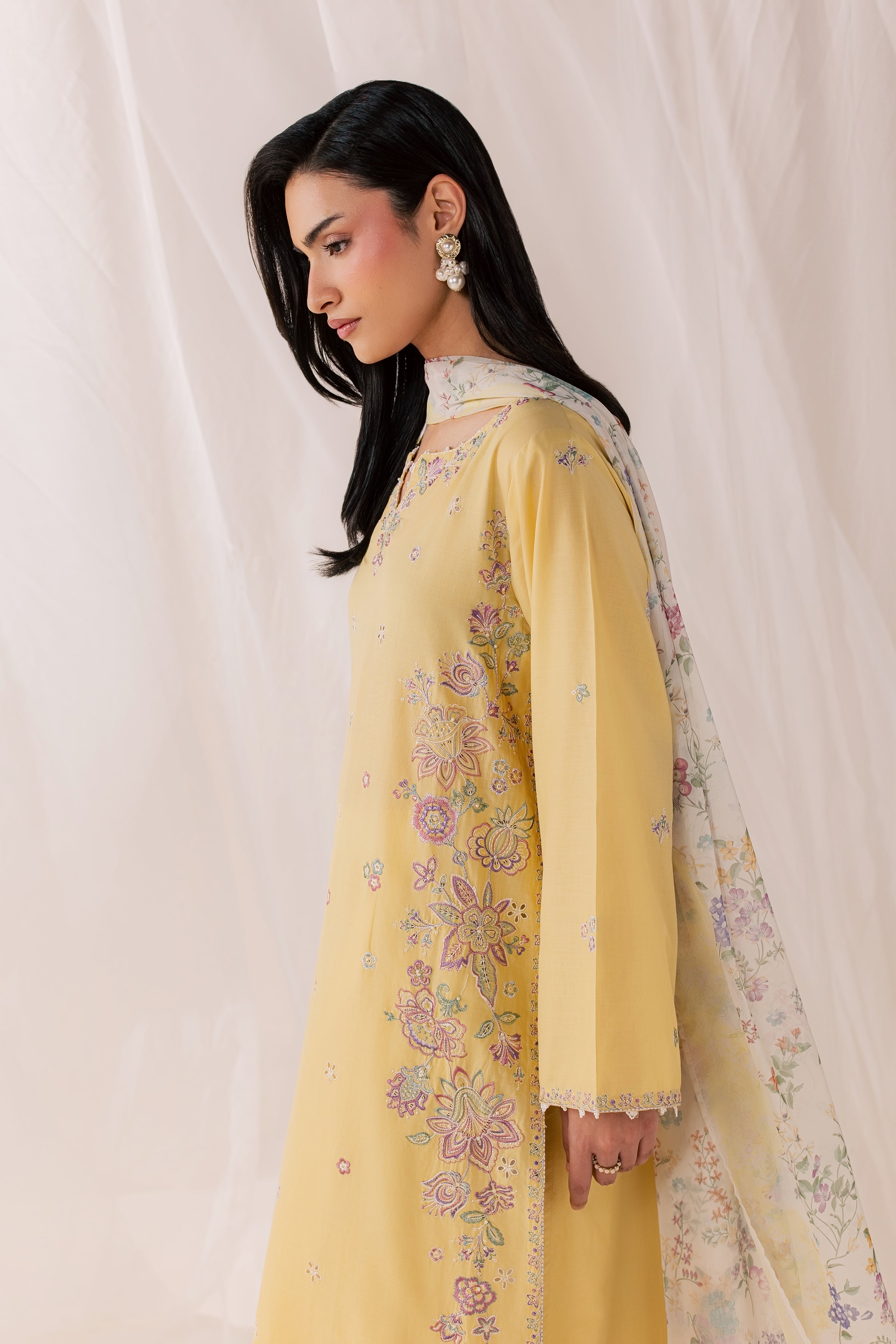 Florellow 3Pc - Luxury Embroidered Lawn BATIKSS26 BATIK XS / Ocher / Pima Lawn