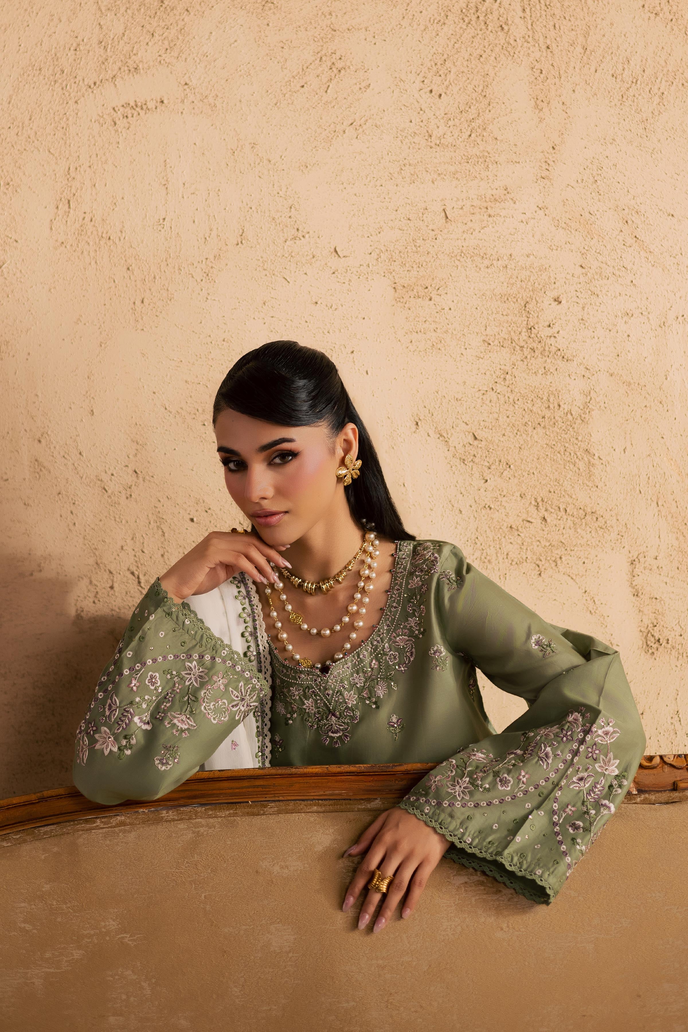 Forest Whisper 3Pc - Embroidered Festive Pret BATIKSS26 BATIK XS / Moss / Pima Lawn-S / Moss / Pima Lawn-M / Moss / Pima Lawn-L / Moss / Pima Lawn-XL / Moss / Pima Lawn