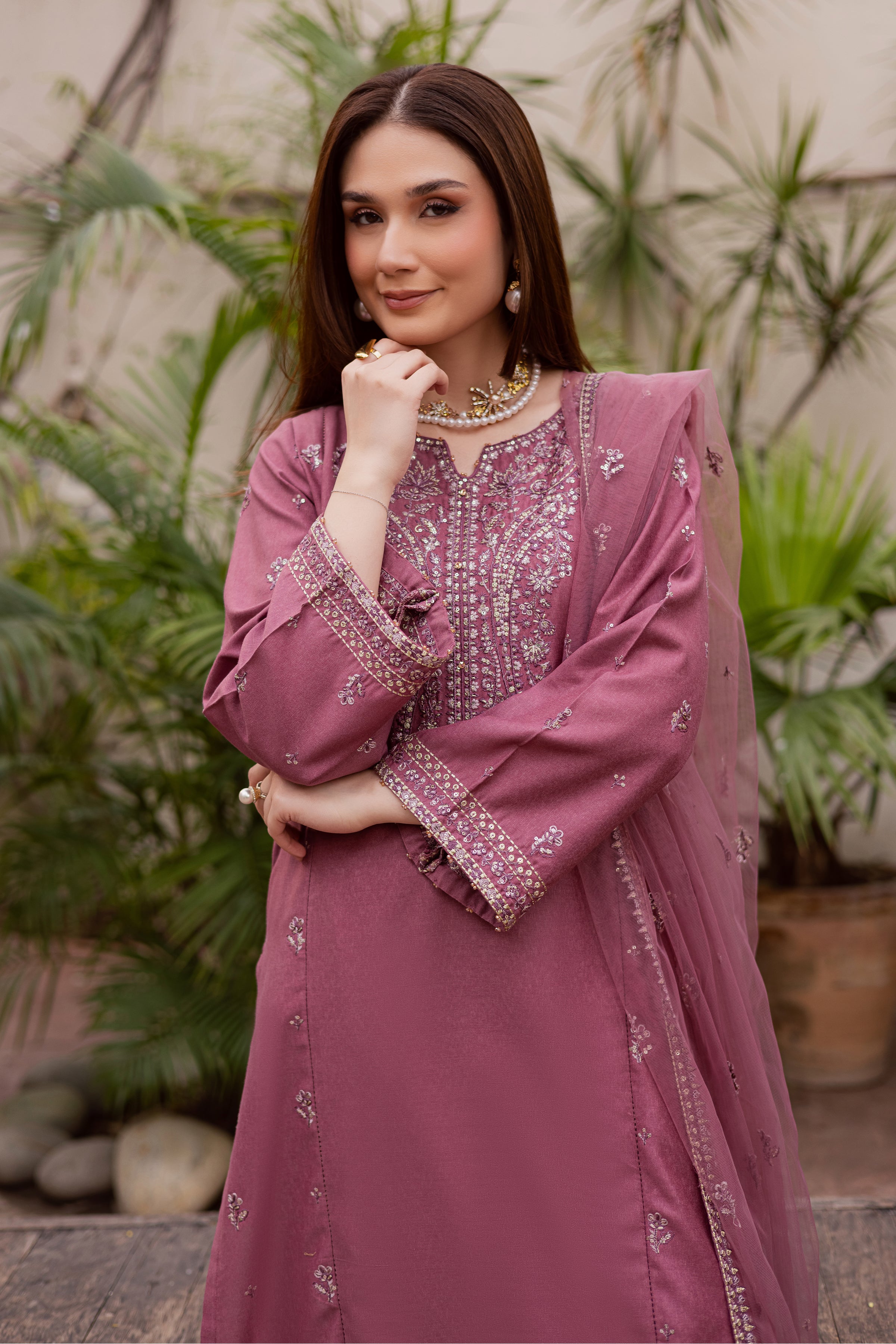 Freya 3Pc - Embroidered Festive Pret BATIK WINTER PRET 2025 BATIK XS / Onion / Textured Cotton-S / Onion / Textured Cotton-M / Onion / Textured Cotton-L / Onion / Textured Cotton-XL / Onion / Textured Cotton