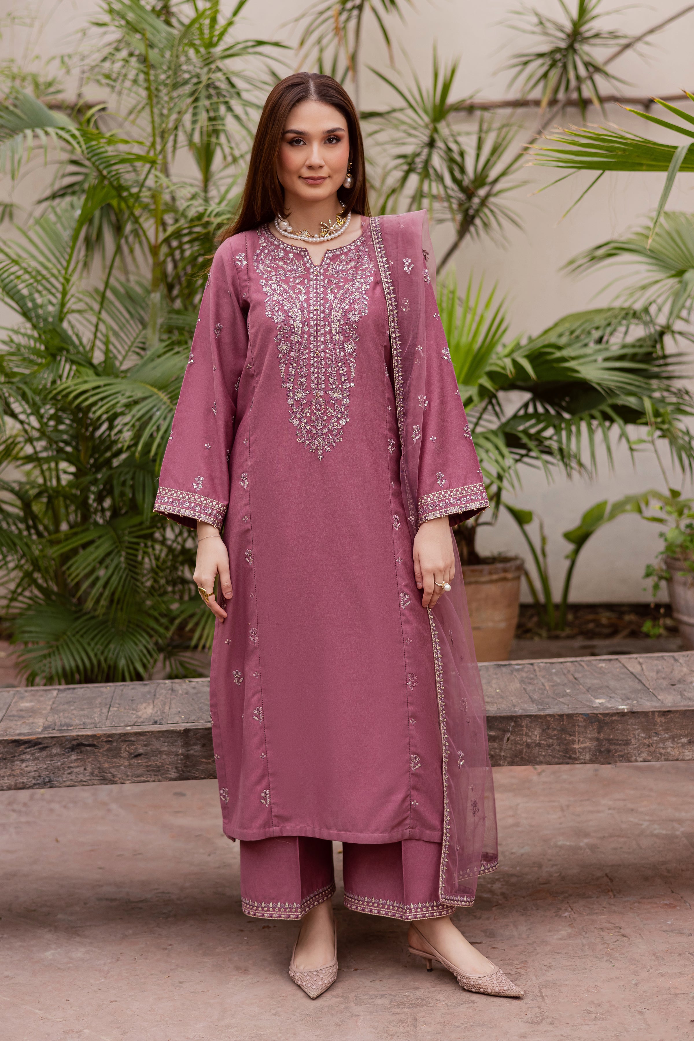 Freya 3Pc - Embroidered Festive Pret BATIK WINTER PRET 2025 BATIK XS / Onion / Textured Cotton-S / Onion / Textured Cotton-M / Onion / Textured Cotton-L / Onion / Textured Cotton-XL / Onion / Textured Cotton