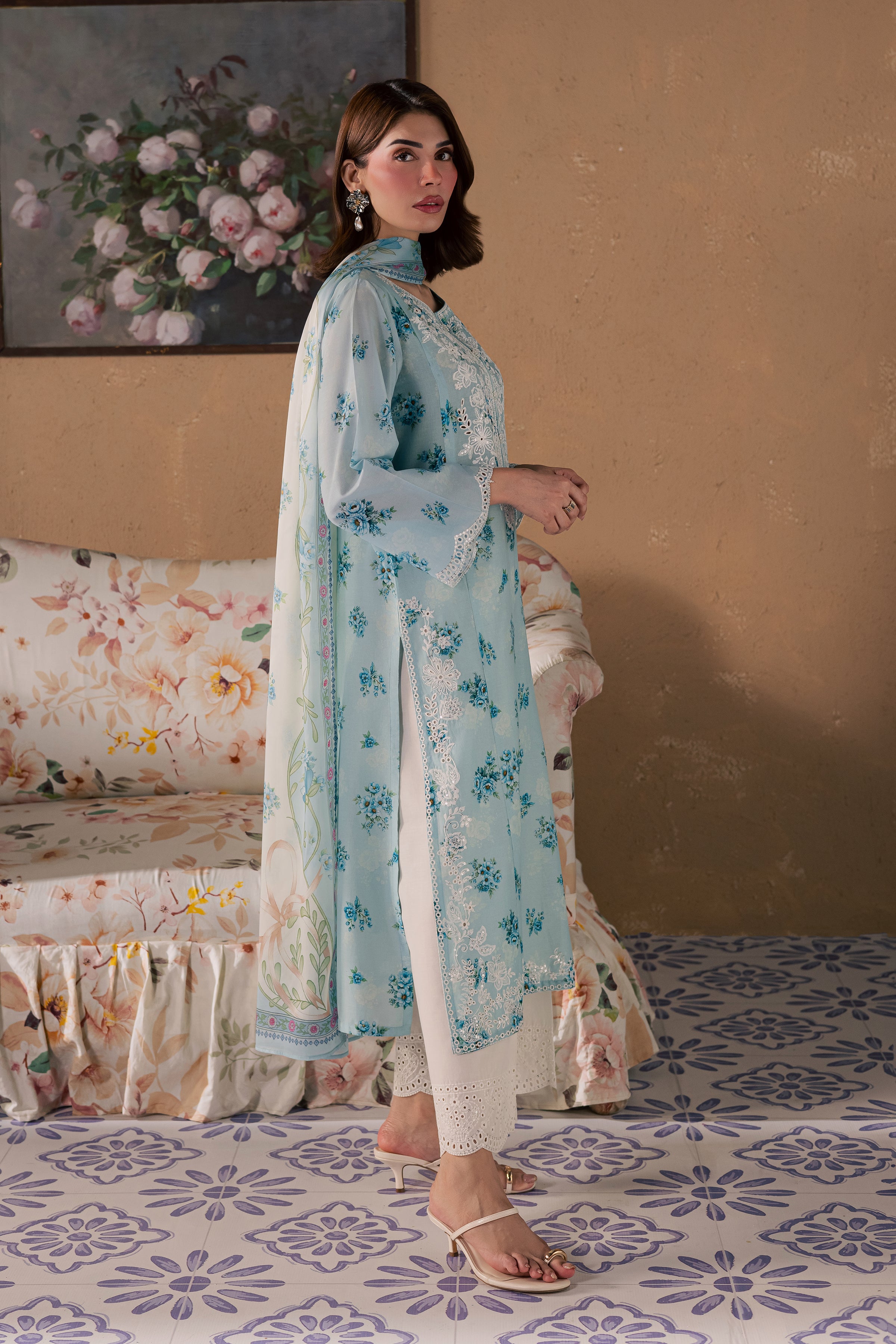 Gojo 3Pc - Printed Lawn Dress BATIKSS26 BATIK XS / Blue / Lawn-S / Blue / Lawn-M / Blue / Lawn-L / Blue / Lawn-XL / Blue / Lawn
