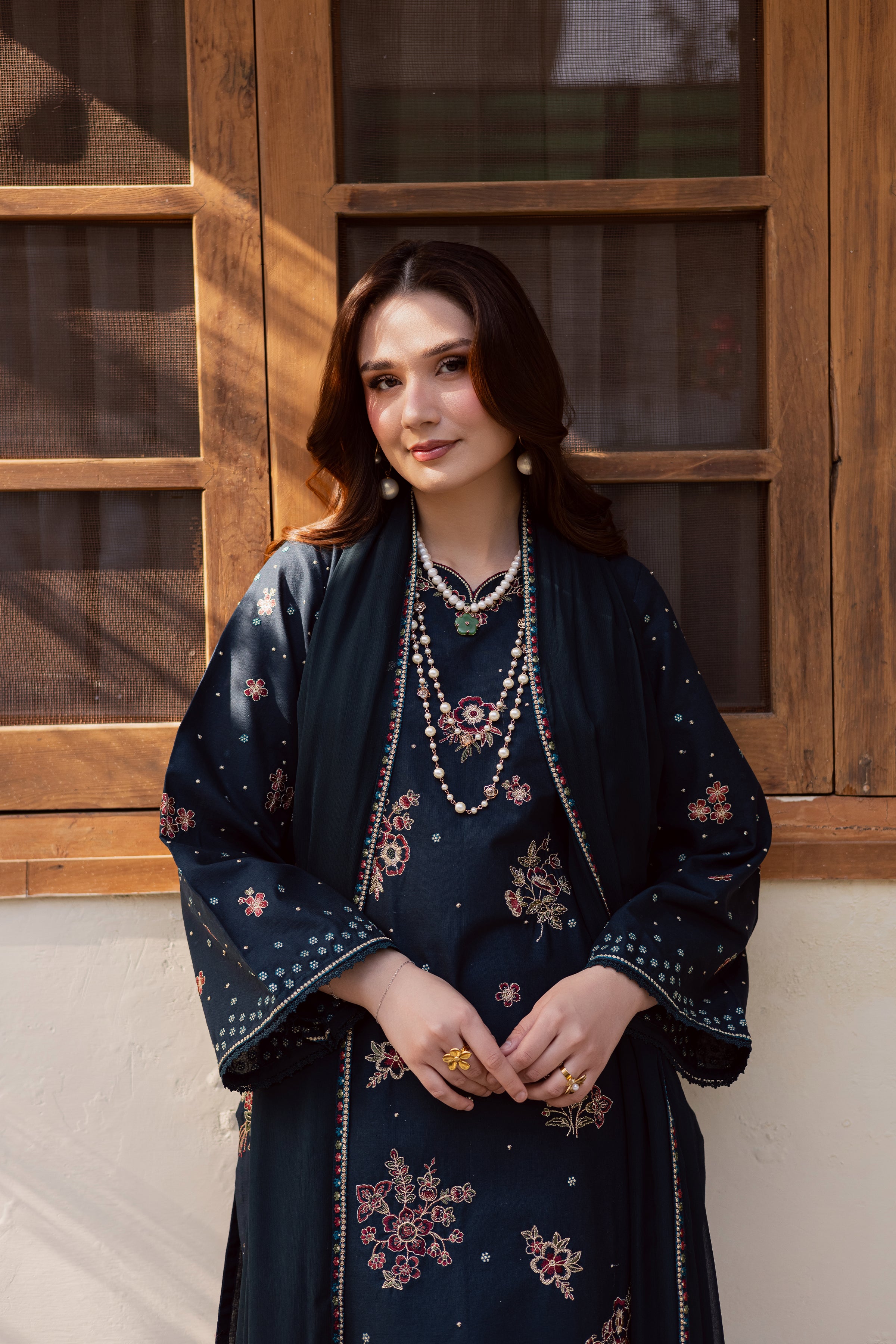 Gold Ocean 3Pc - Embroidered Khaddar Dress BATIK WINTER PRET 2025 BATIK XS / Ocean Blue / Khaddar-S / Ocean Blue / Khaddar-M / Ocean Blue / Khaddar-L / Ocean Blue / Khaddar-XL / Ocean Blue / Khaddar