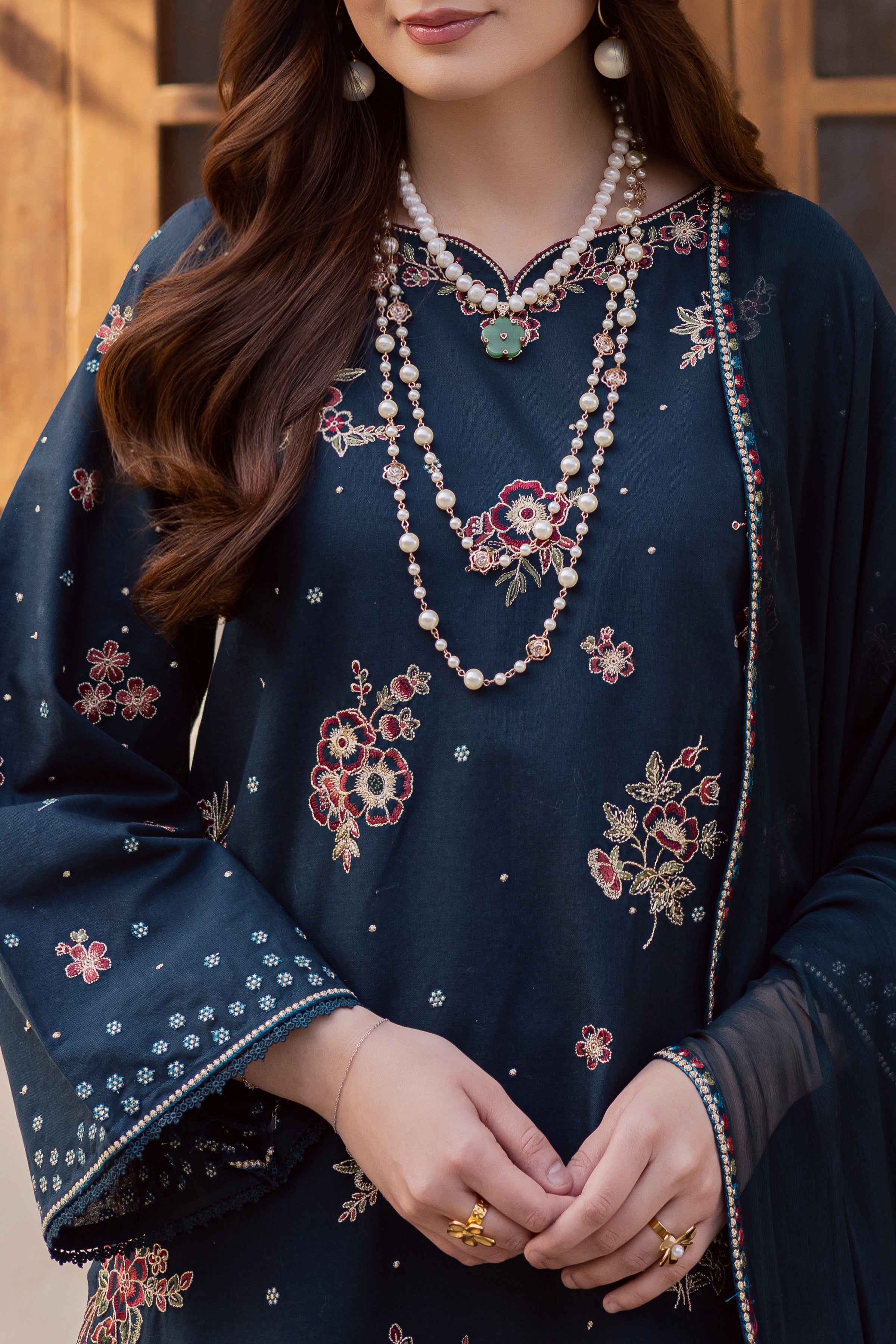 Gold Ocean 3Pc - Embroidered Khaddar Dress BATIK WINTER PRET 2025 BATIK XS / Ocean Blue / Khaddar-S / Ocean Blue / Khaddar-M / Ocean Blue / Khaddar-L / Ocean Blue / Khaddar-XL / Ocean Blue / Khaddar