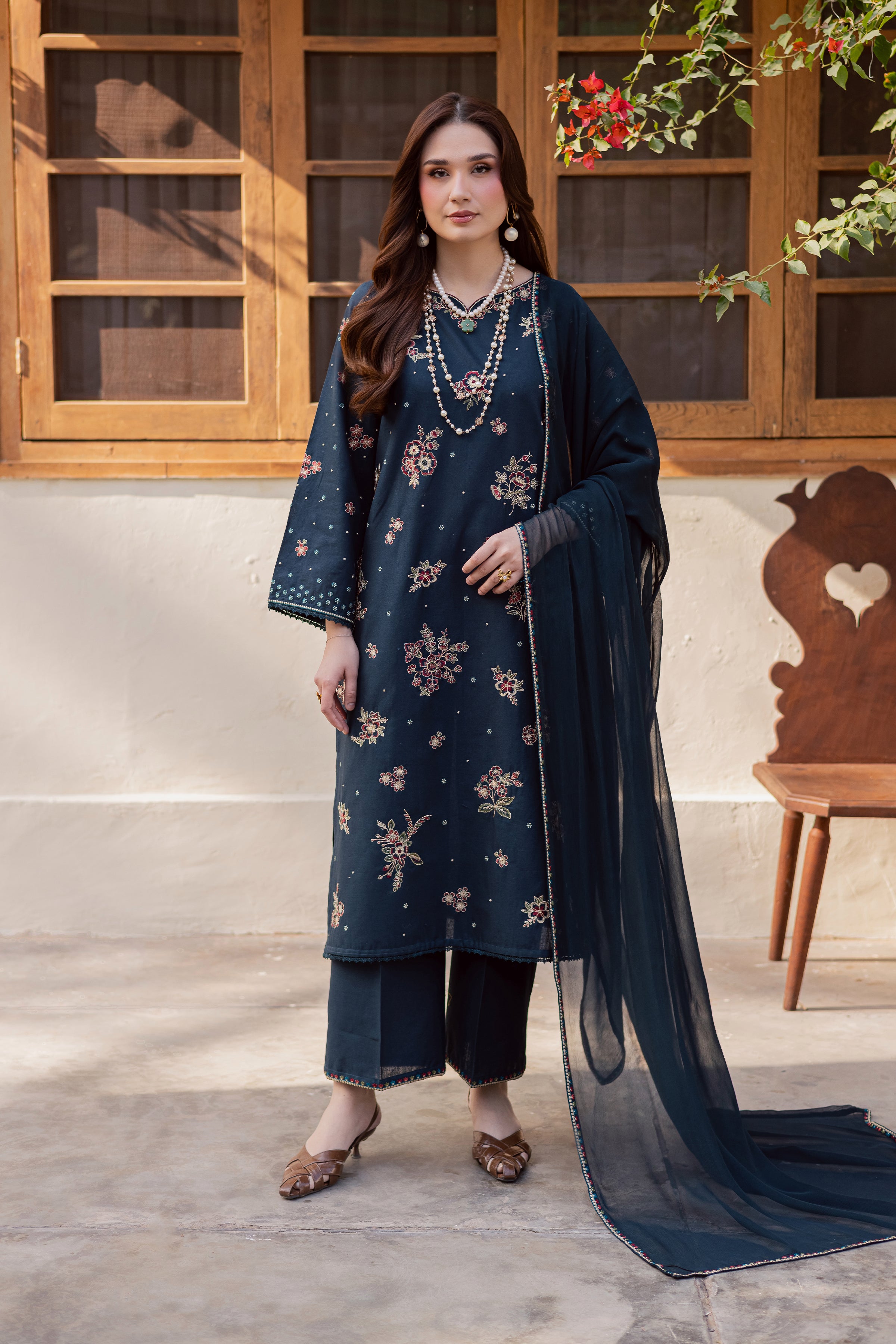 Gold Ocean 3Pc - Embroidered Khaddar Dress BATIK WINTER PRET 2025 BATIK XS / Ocean Blue / Khaddar-S / Ocean Blue / Khaddar-M / Ocean Blue / Khaddar-L / Ocean Blue / Khaddar-XL / Ocean Blue / Khaddar