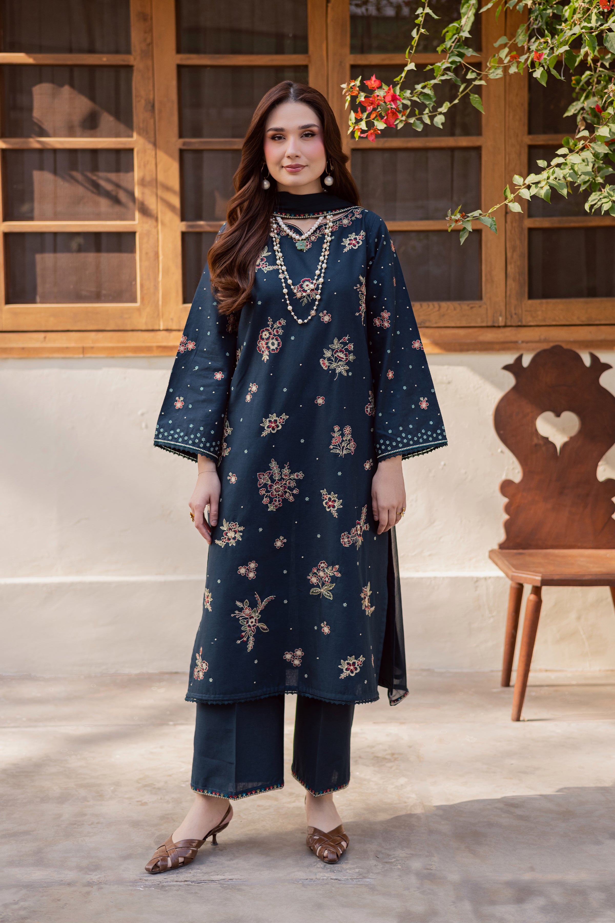 Gold Ocean 3Pc - Embroidered Khaddar Dress BATIK WINTER PRET 2025 BATIK XS / Ocean Blue / Khaddar-S / Ocean Blue / Khaddar-M / Ocean Blue / Khaddar-L / Ocean Blue / Khaddar-XL / Ocean Blue / Khaddar