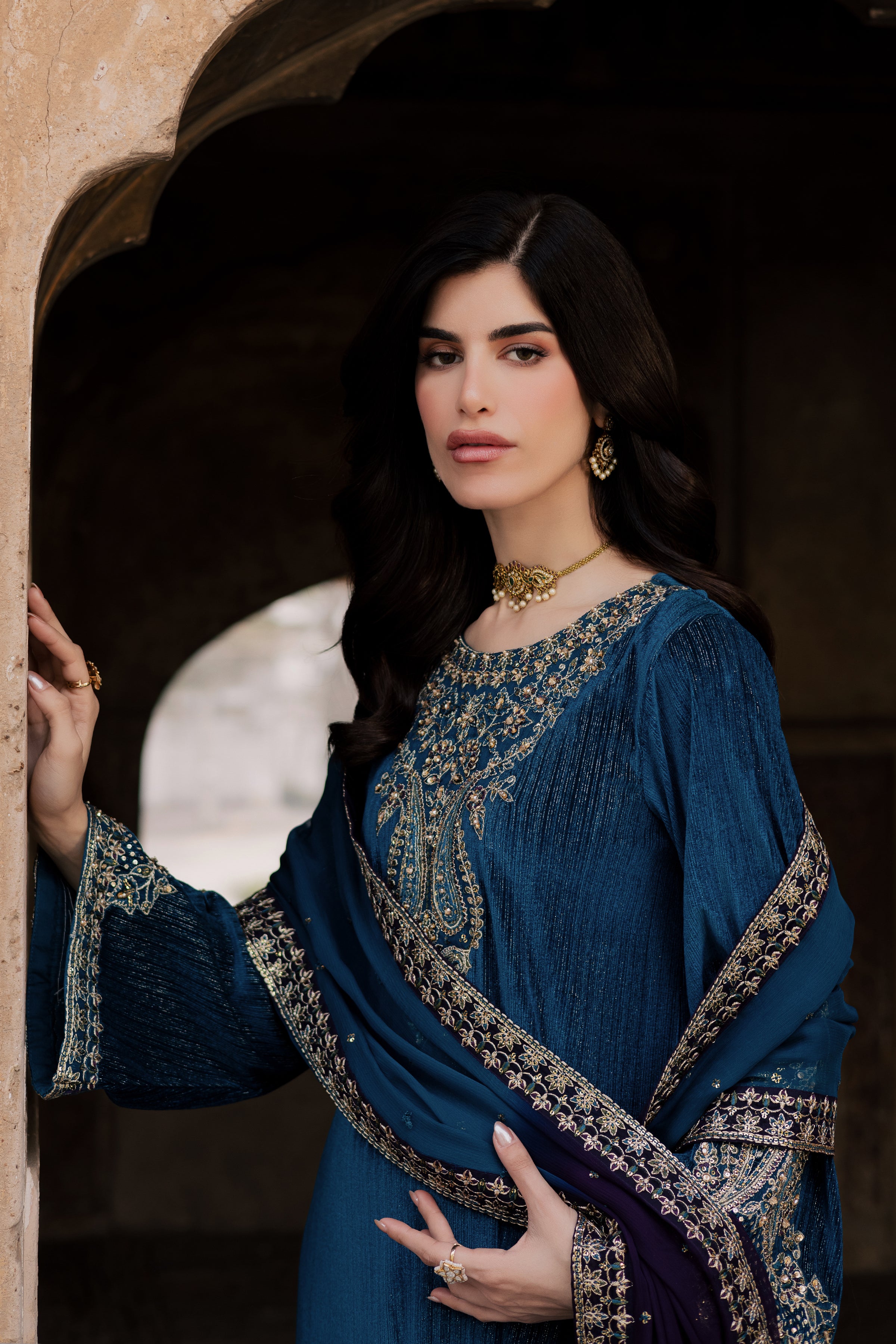 Gold Wine 3Pc - Velvet Formal Dress BATIKstudio BATIK S / Teal / Velvet-M / Teal / Velvet-L / Teal / Velvet