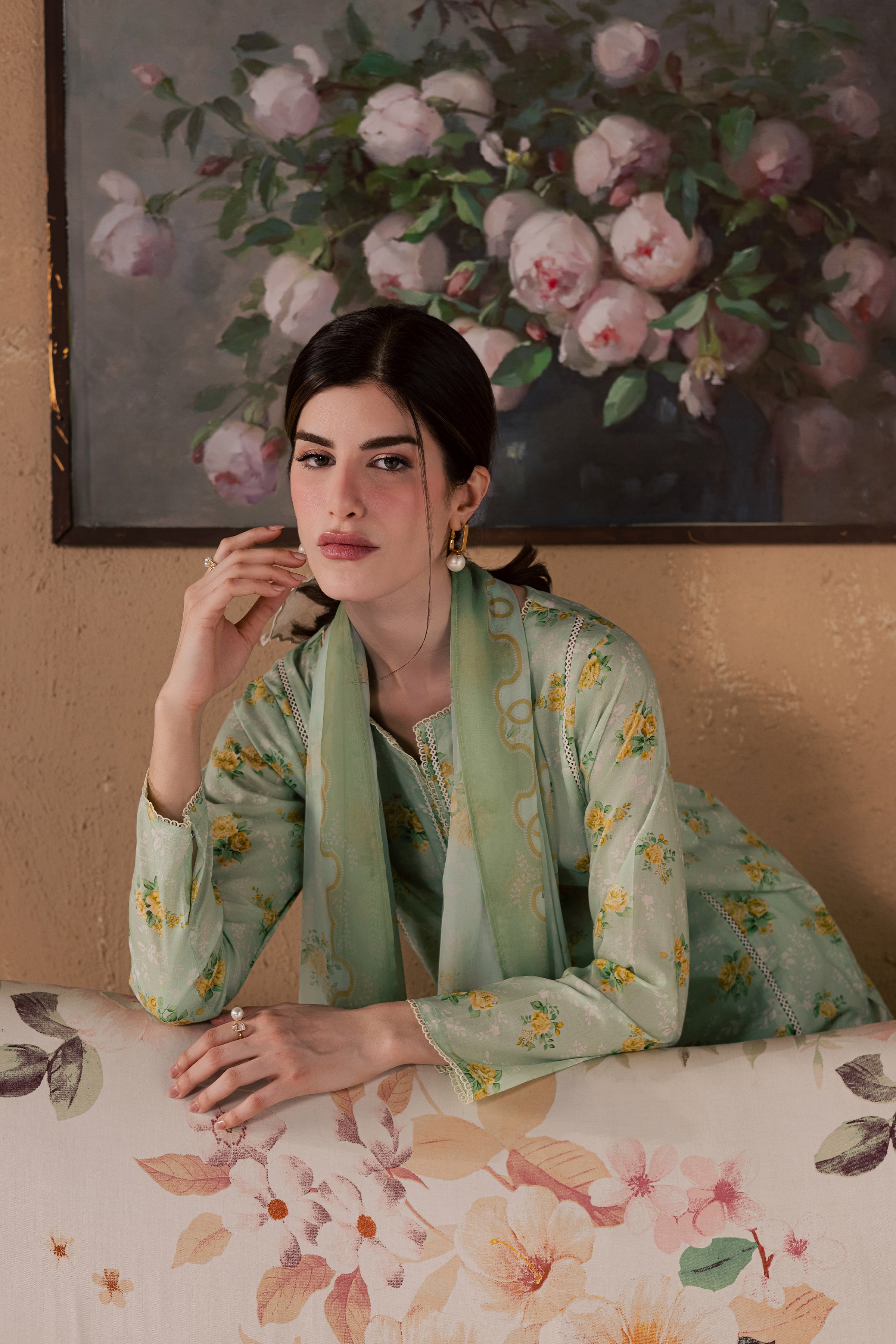 Green Glaze 3Pc - Printed Lawn Dress BATIKSS26 BATIK XS / Green / Lawn-S / Green / Lawn-M / Green / Lawn-L / Green / Lawn-XL / Green / Lawn
