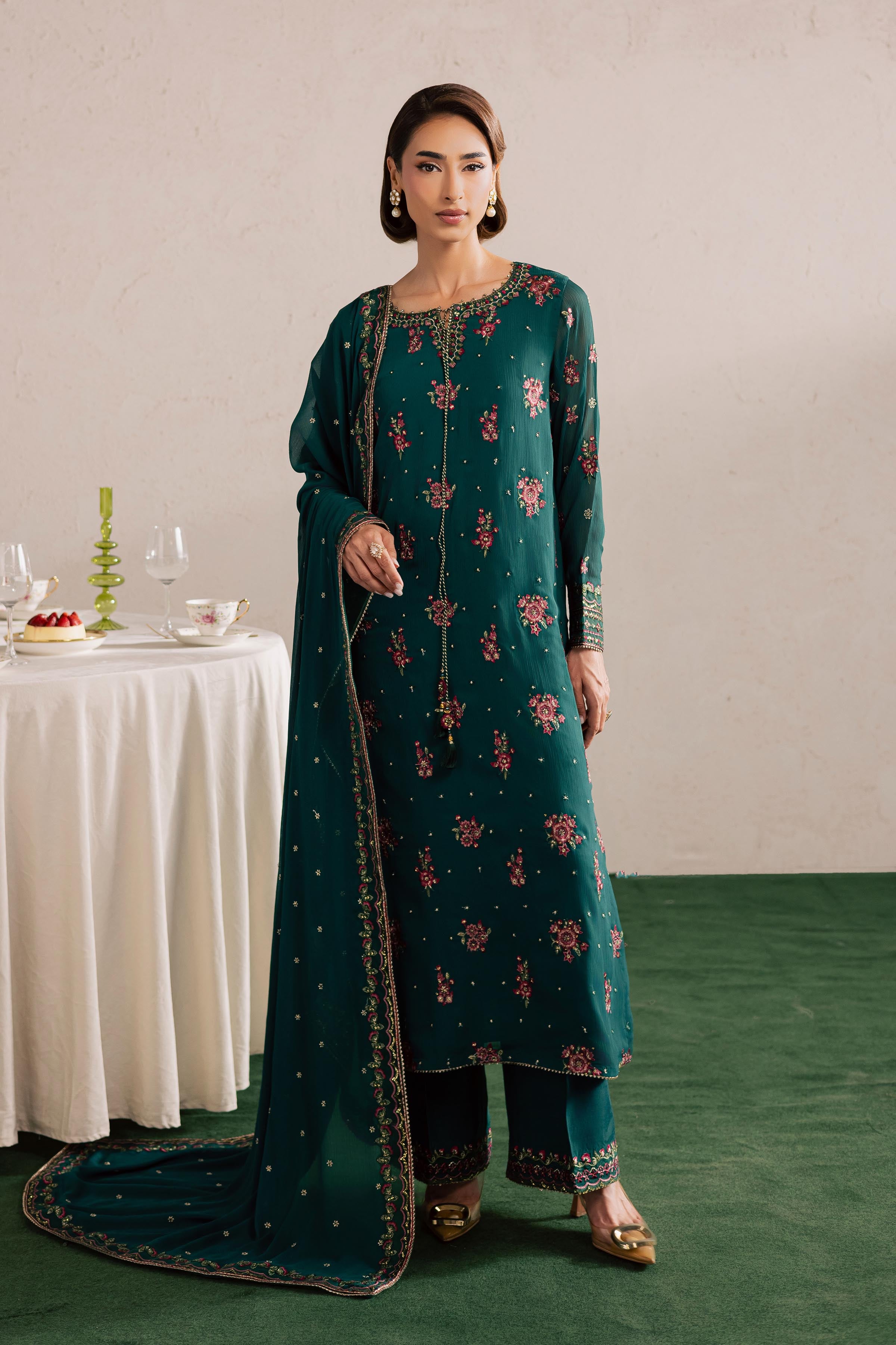 Green Leave 3Pc - Festive Luxury Formal BATIKEID2026 BATIK S / Green / Crinkle-M / Green / Crinkle-L / Green / Crinkle