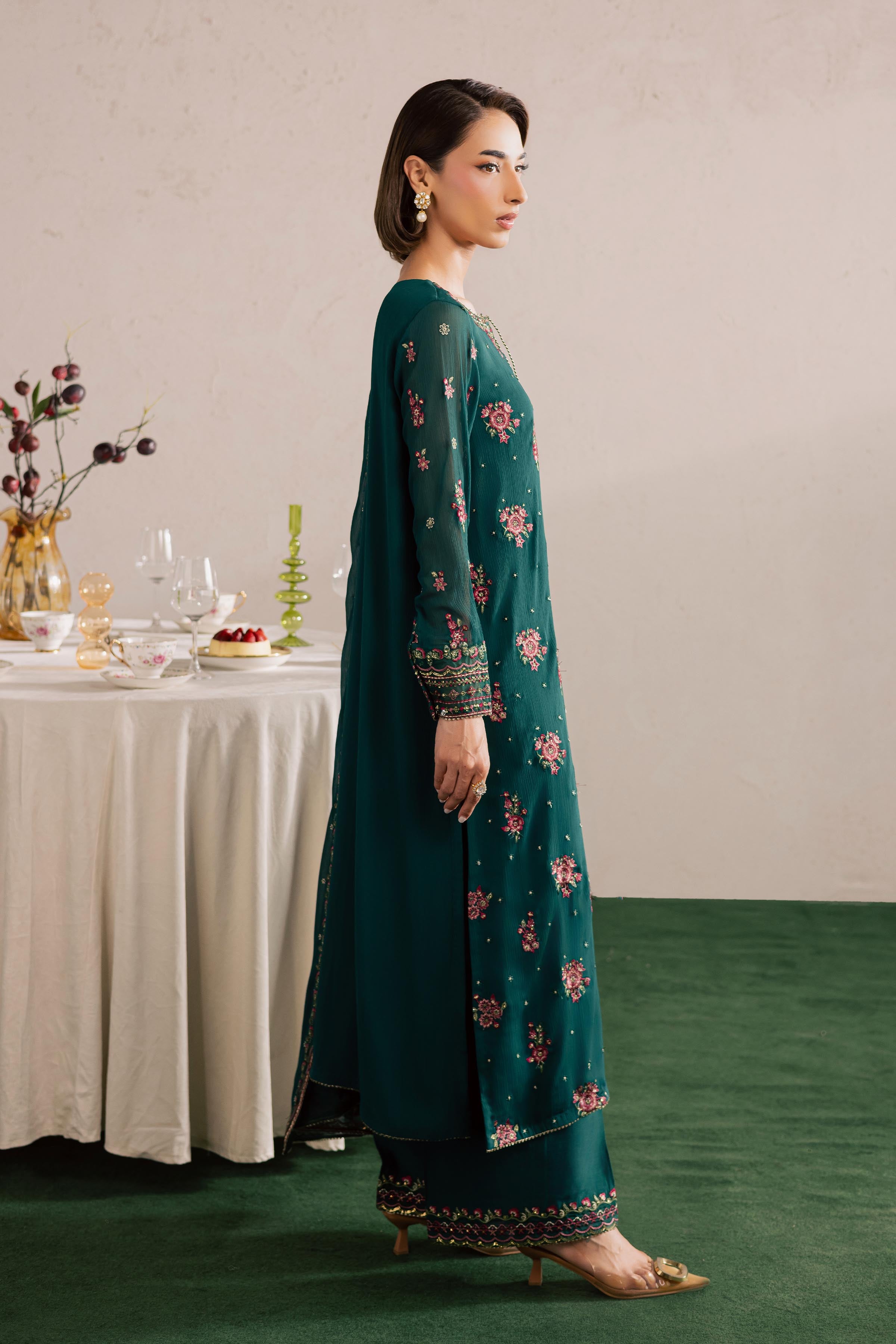 Green Leave 3Pc - Festive Luxury Formal BATIKEID2026 BATIK S / Green / Crinkle-M / Green / Crinkle-L / Green / Crinkle