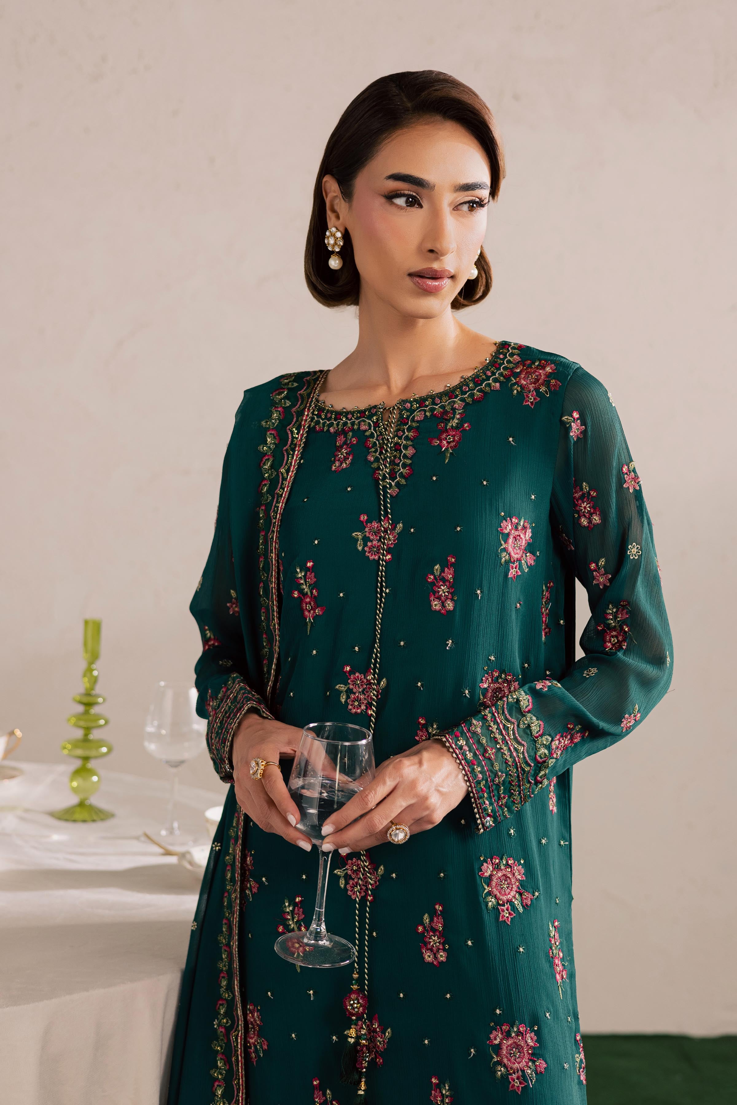 Green Leave 3Pc - Festive Luxury Formal BATIKEID2026 BATIK S / Green / Crinkle-M / Green / Crinkle-L / Green / Crinkle
