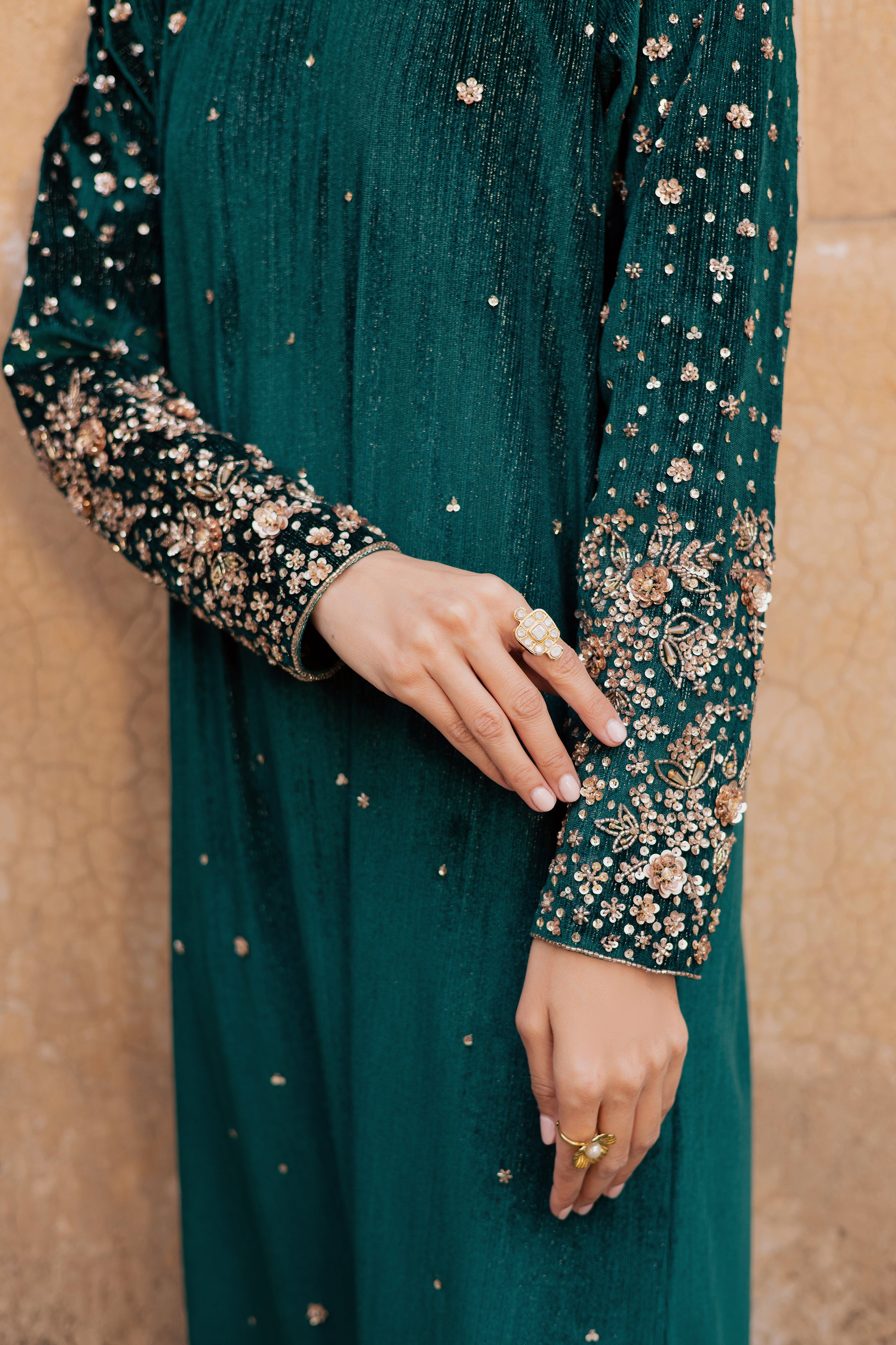 Green Mandana 2Pc - Velvet Formal Dress BATIKstudio BATIK S / Dark Green / Velvet-M / Dark Green / Velvet-L / Dark Green / Velvet