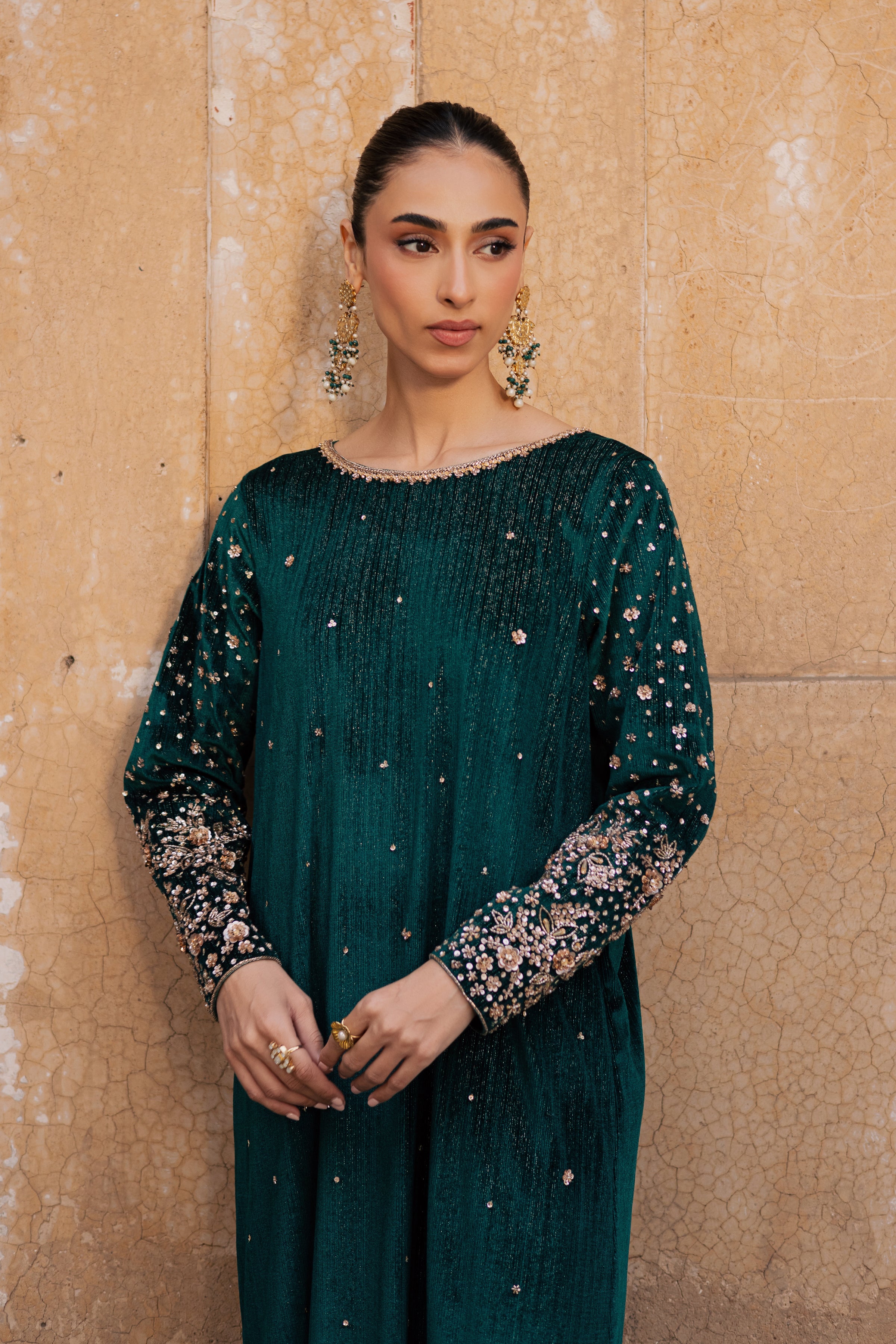 Green Mandana 2Pc - Velvet Formal Dress BATIKstudio BATIK S / Dark Green / Velvet-M / Dark Green / Velvet-L / Dark Green / Velvet
