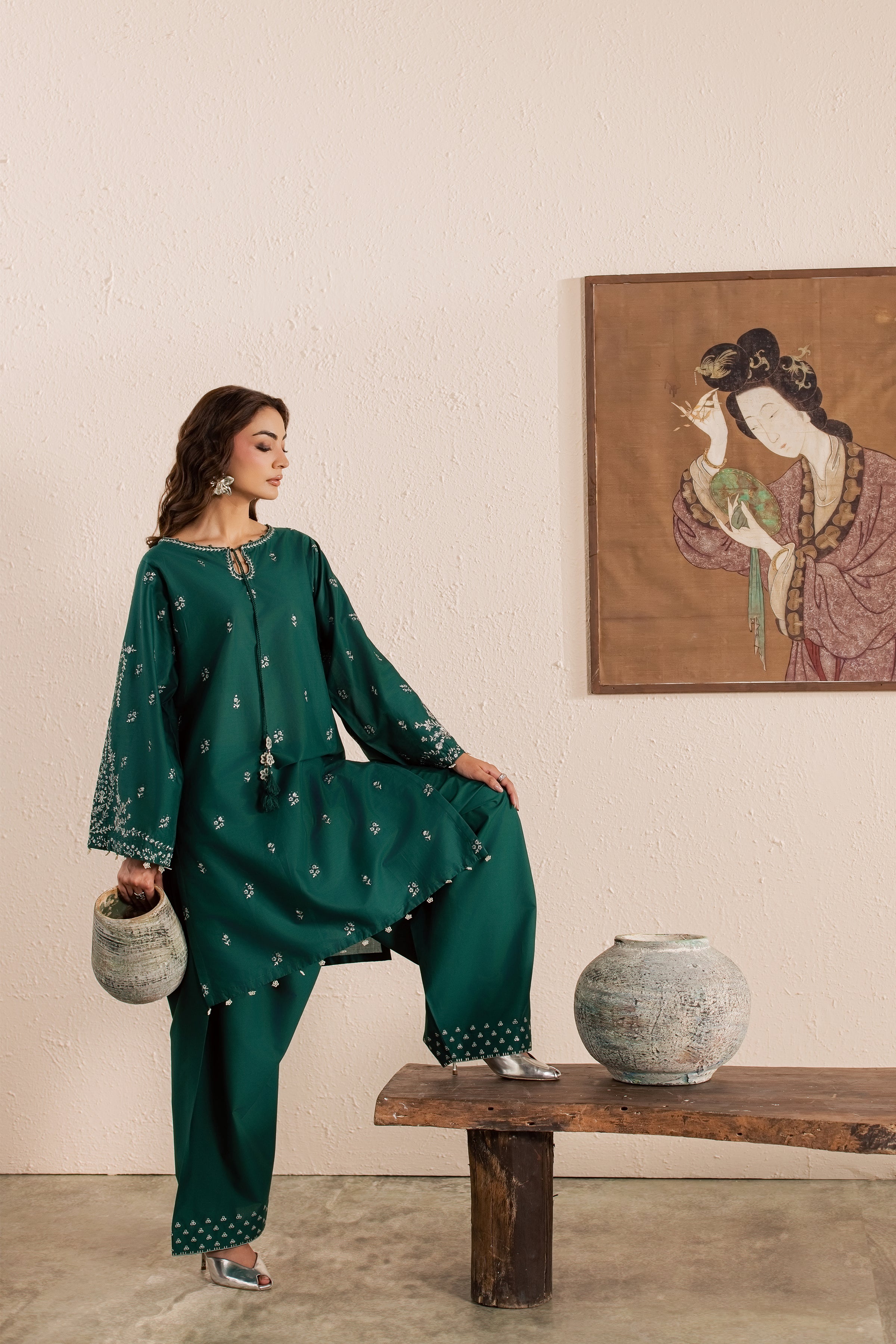 Green Nairobi 2Pc - Embroidered Lawn Dress EverydayEdit26 BATIK XS / Perzik Green / Pima Lawn-S / Perzik Green / Pima Lawn-M / Perzik Green / Pima Lawn-L / Perzik Green / Pima Lawn-XL / Perzik Green / Pima Lawn