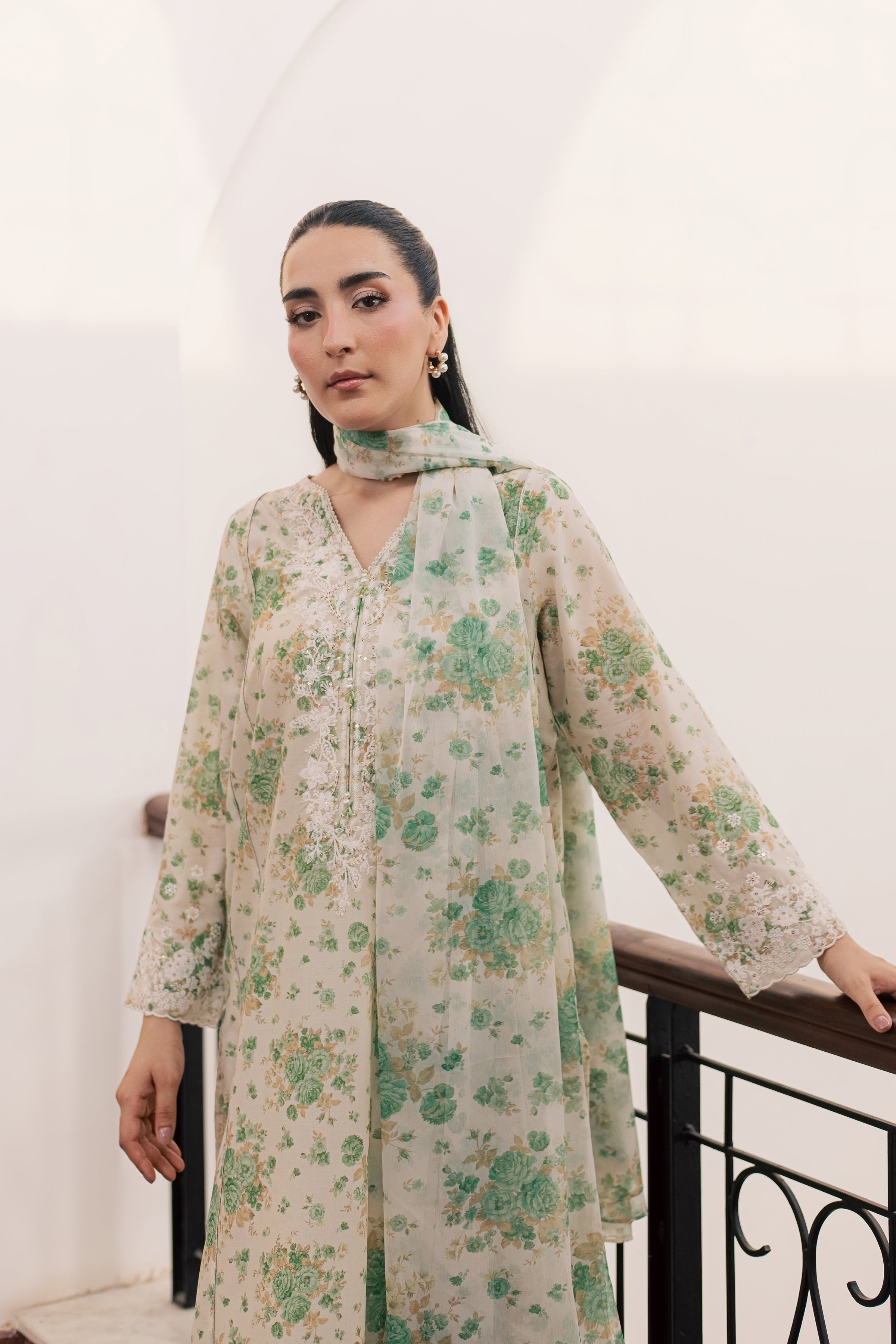 Green Nayab 3Pc - Printed Lawn Dress BATIKSS26 BATIK XS / Off White / Lawn-S / Off White / Lawn-M / Off White / Lawn-L / Off White / Lawn-XL / Off White / Lawn