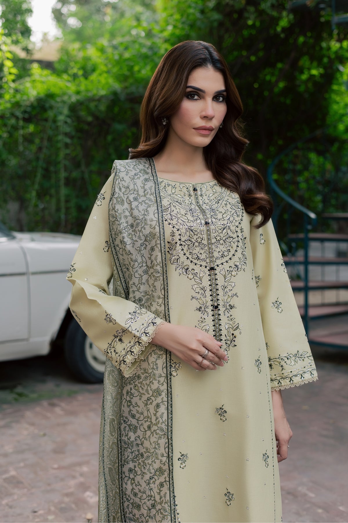 Green Obsidian 3Pc - Embroidered Khaddar Pret PRETKHADDAR2026 BATIK XS / Alfalfa / Khaddar