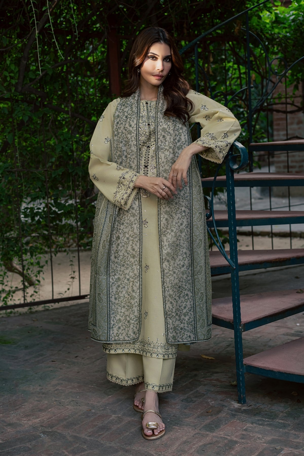 Green Obsidian 3Pc - Embroidered Khaddar Pret PRETKHADDAR2026 BATIK XS / Alfalfa / Khaddar