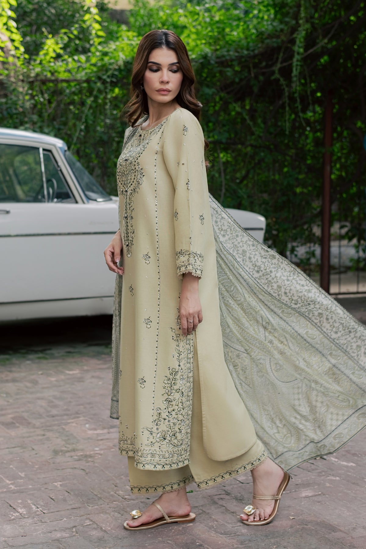 Green Obsidian 3Pc - Embroidered Khaddar Pret PRETKHADDAR2026 BATIK XS / Alfalfa / Khaddar