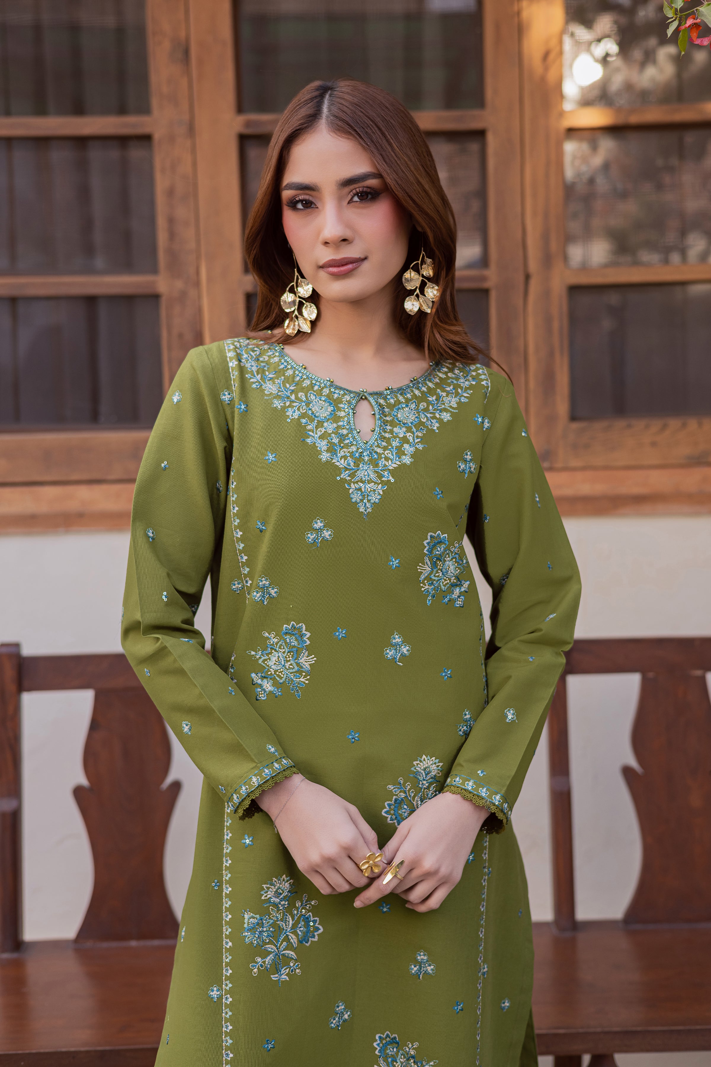 Green Rosa 2Pc - Embroidered Khaddar Dress BATIK WINTER PRET 2025 BATIK XS / Fern / Khaddar-S / Fern / Khaddar-M / Fern / Khaddar-L / Fern / Khaddar-XL / Fern / Khaddar