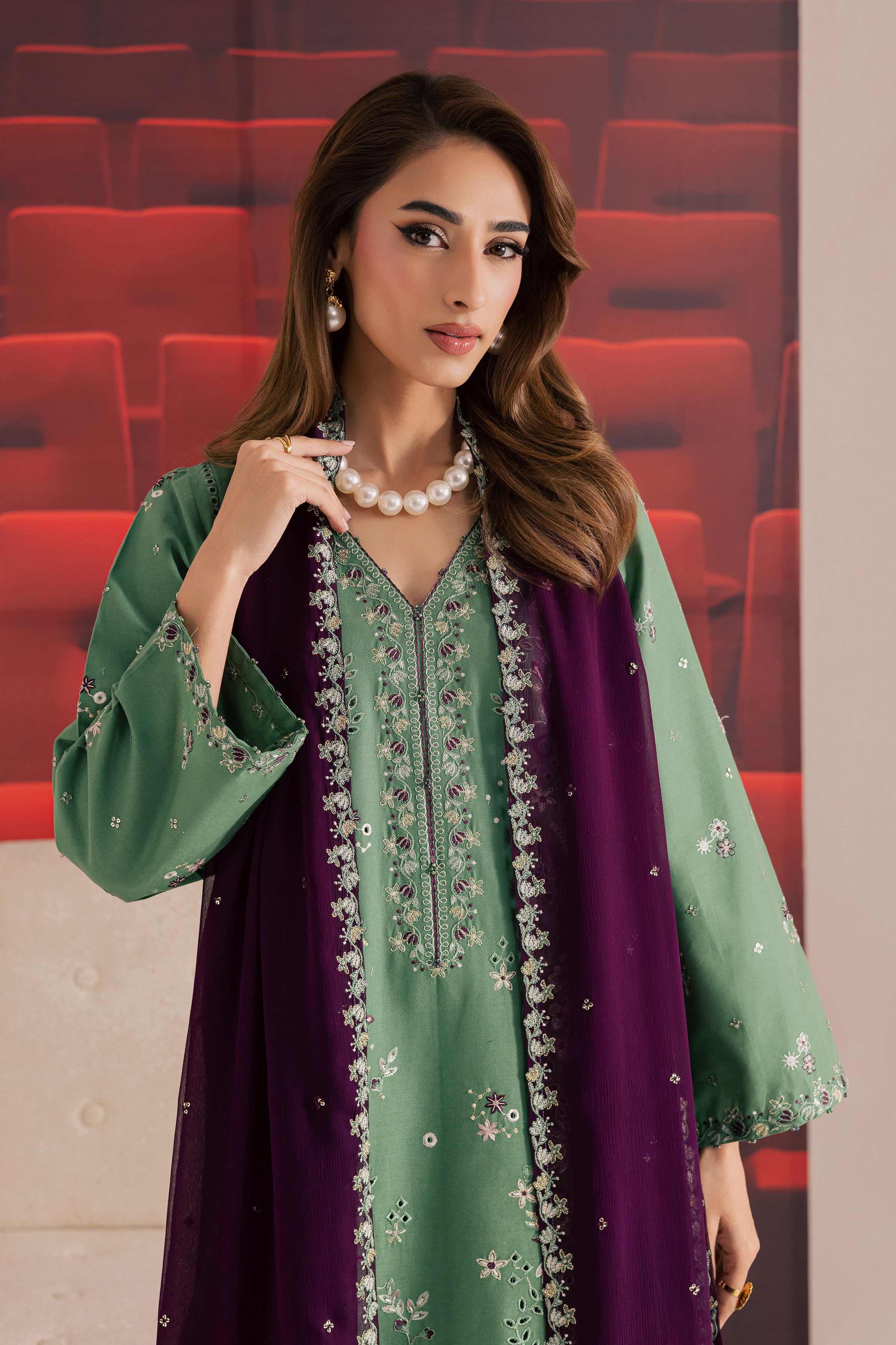 Green Spruce 3Pc - Embroidered Khaddar Dress BATIK WINTER PRET 2025 BATIK XS / Frosty Spruce / Khaddar-S / Frosty Spruce / Khaddar-M / Frosty Spruce / Khaddar-L / Frosty Spruce / Khaddar-XL / Frosty Spruce / Khaddar