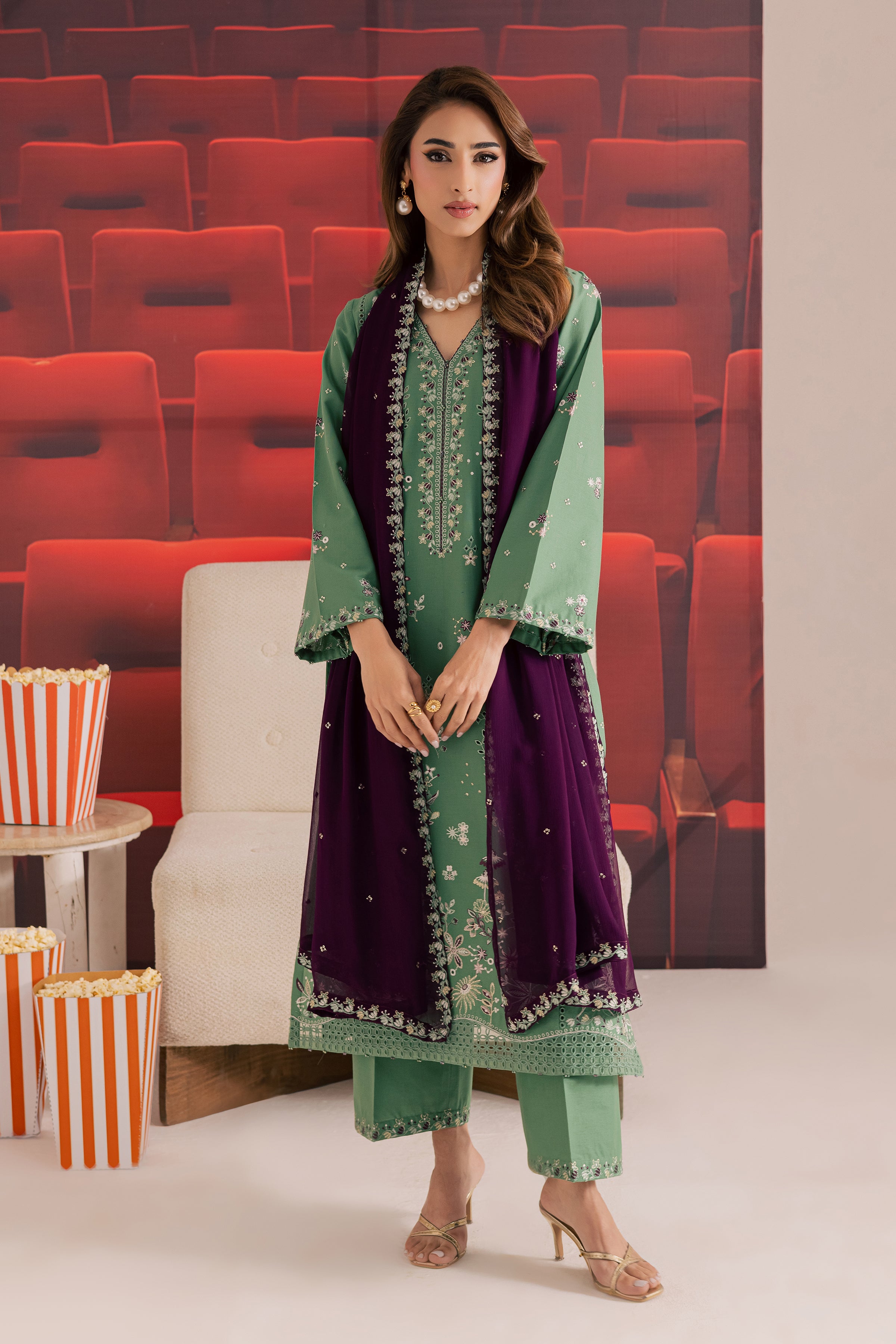 Green Spruce 3Pc - Embroidered Khaddar Dress BATIK WINTER PRET 2025 BATIK XS / Frosty Spruce / Khaddar-S / Frosty Spruce / Khaddar-M / Frosty Spruce / Khaddar-L / Frosty Spruce / Khaddar-XL / Frosty Spruce / Khaddar
