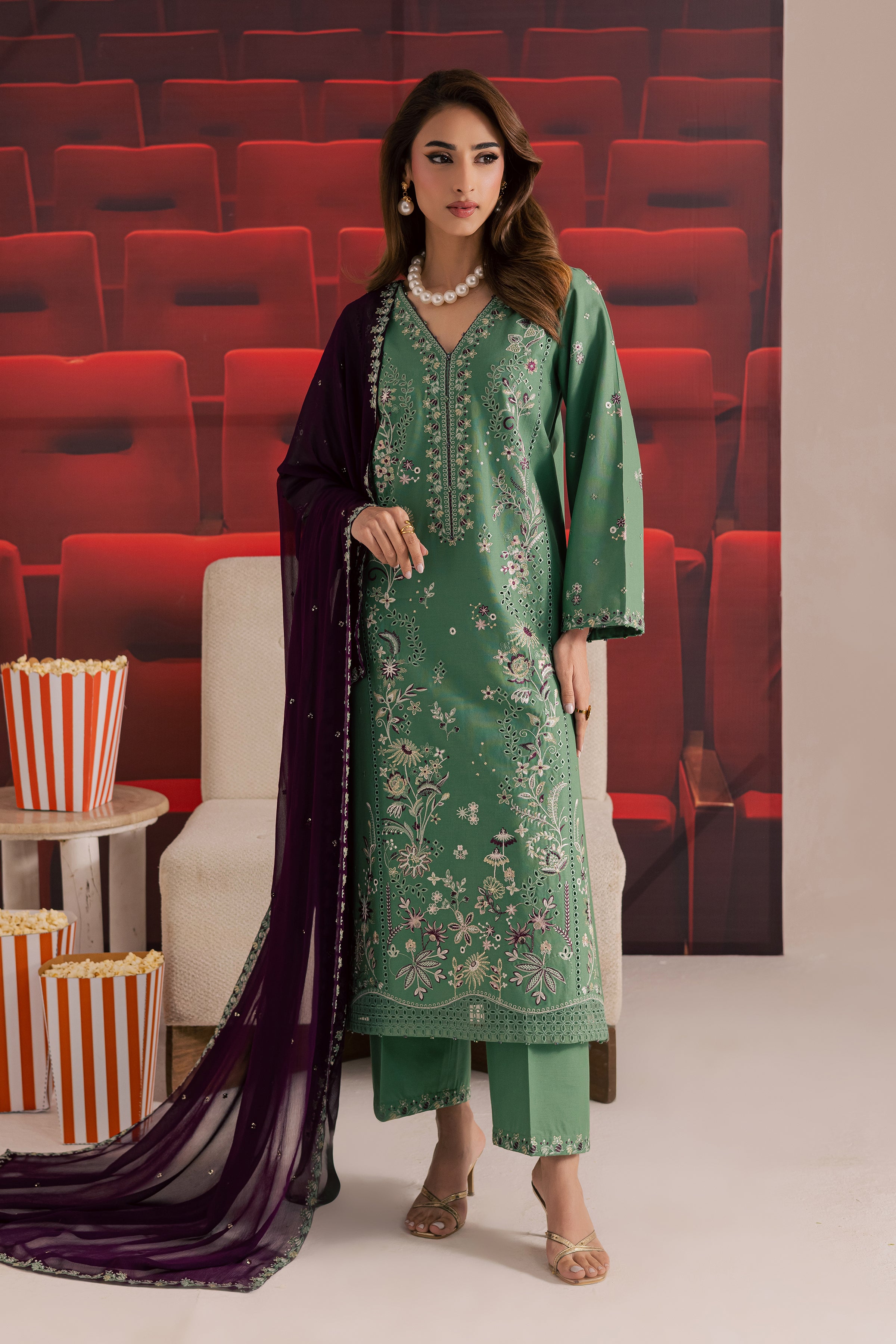 Green Spruce 3Pc - Embroidered Khaddar Dress BATIK WINTER PRET 2025 BATIK XS / Frosty Spruce / Khaddar-S / Frosty Spruce / Khaddar-M / Frosty Spruce / Khaddar-L / Frosty Spruce / Khaddar-XL / Frosty Spruce / Khaddar