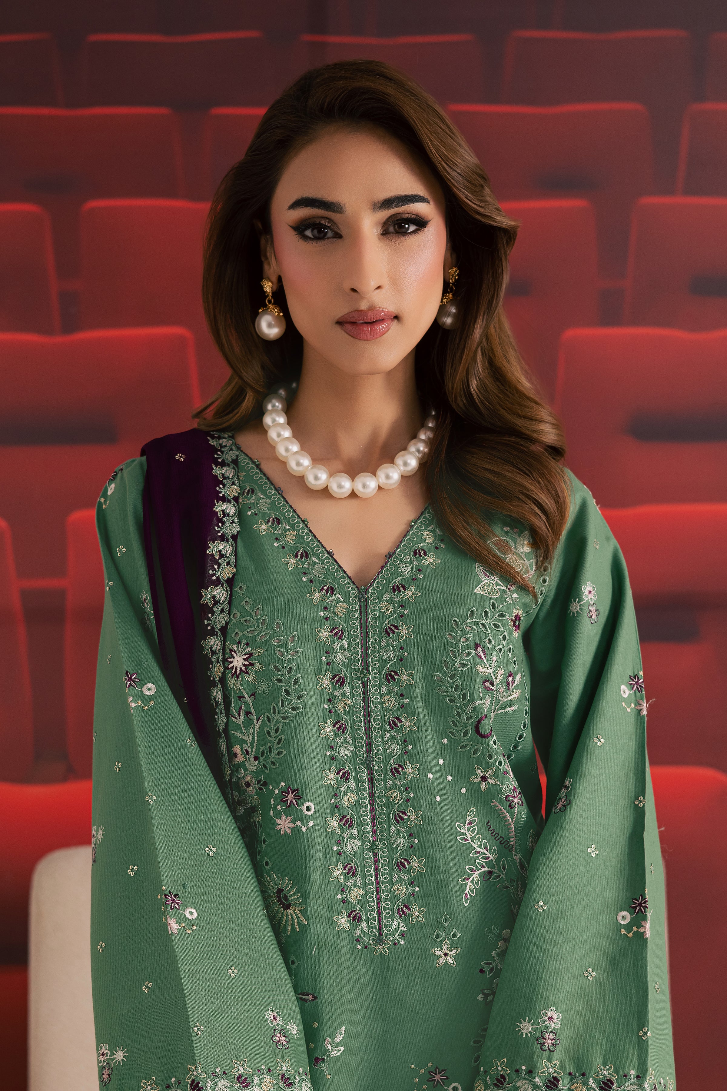Green Spruce 3Pc - Embroidered Khaddar Dress BATIK WINTER PRET 2025 BATIK XS / Frosty Spruce / Khaddar-S / Frosty Spruce / Khaddar-M / Frosty Spruce / Khaddar-L / Frosty Spruce / Khaddar-XL / Frosty Spruce / Khaddar