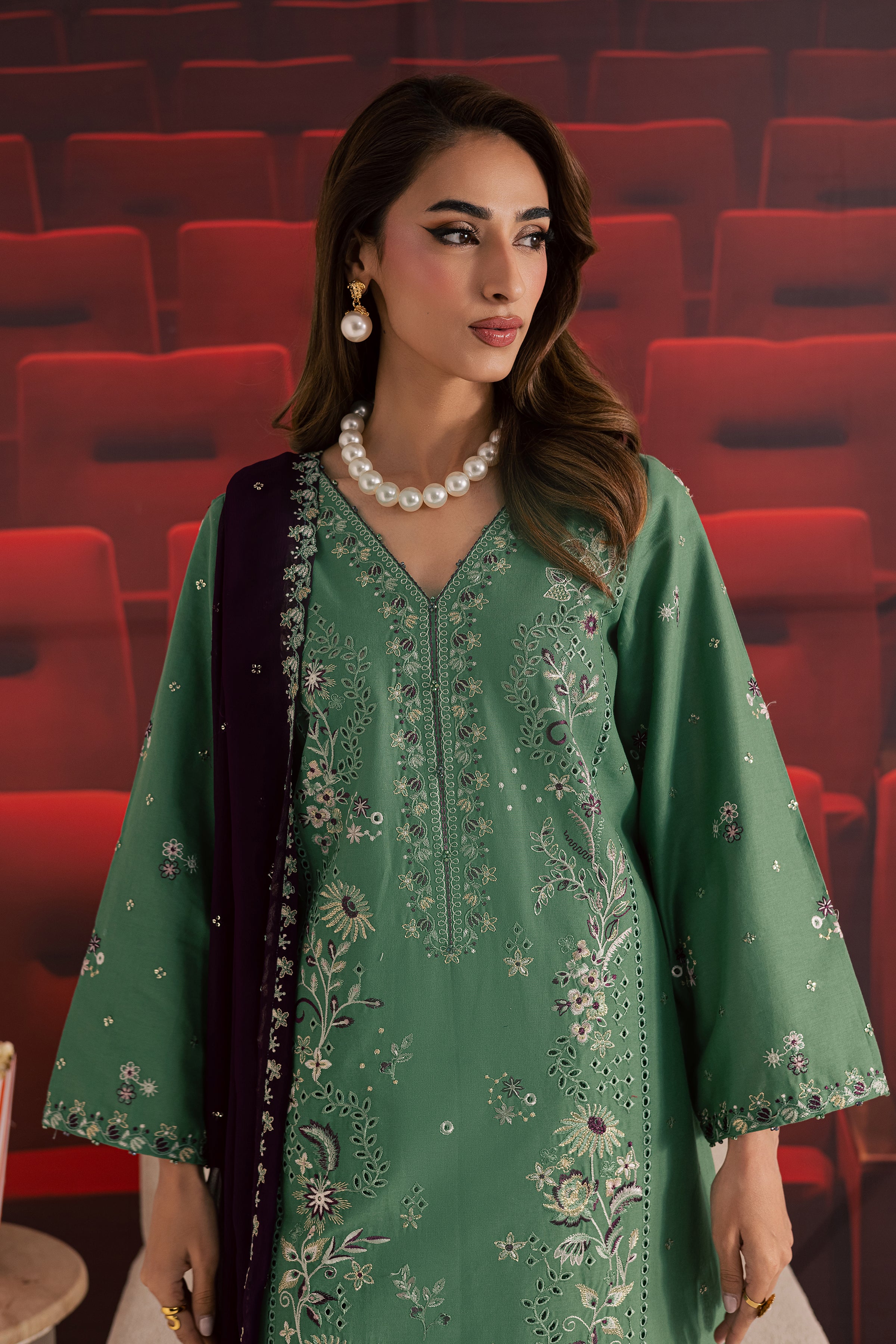 Green Spruce 3Pc - Embroidered Khaddar Dress BATIK WINTER PRET 2025 BATIK XS / Frosty Spruce / Khaddar-S / Frosty Spruce / Khaddar-M / Frosty Spruce / Khaddar-L / Frosty Spruce / Khaddar-XL / Frosty Spruce / Khaddar