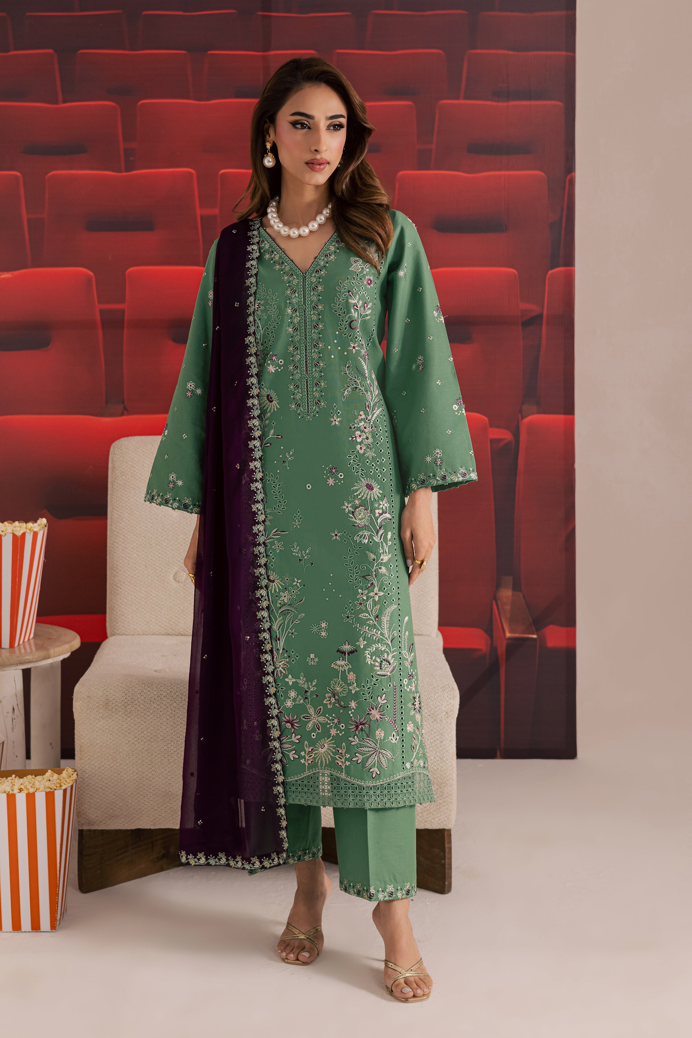 Green Spruce 3Pc - Embroidered Khaddar Dress BATIK WINTER PRET 2025 BATIK XS / Frosty Spruce / Khaddar-S / Frosty Spruce / Khaddar-M / Frosty Spruce / Khaddar-L / Frosty Spruce / Khaddar-XL / Frosty Spruce / Khaddar