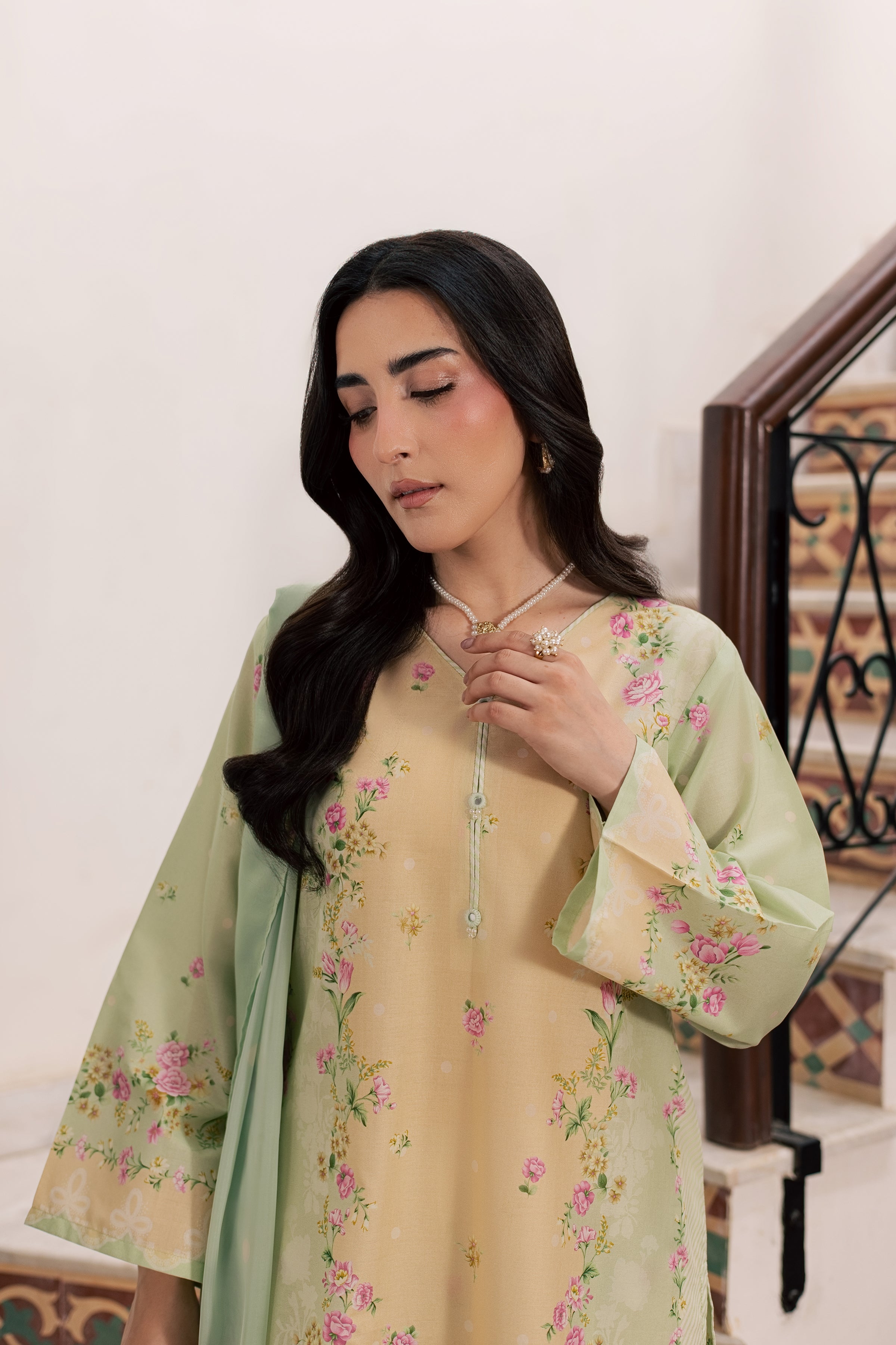 Green Sylvia 3Pc - Printed Lawn Dress BATIKSS26 BATIK XS / Lime Green / Lawn-S / Lime Green / Lawn-M / Lime Green / Lawn-L / Lime Green / Lawn-XL / Lime Green / Lawn