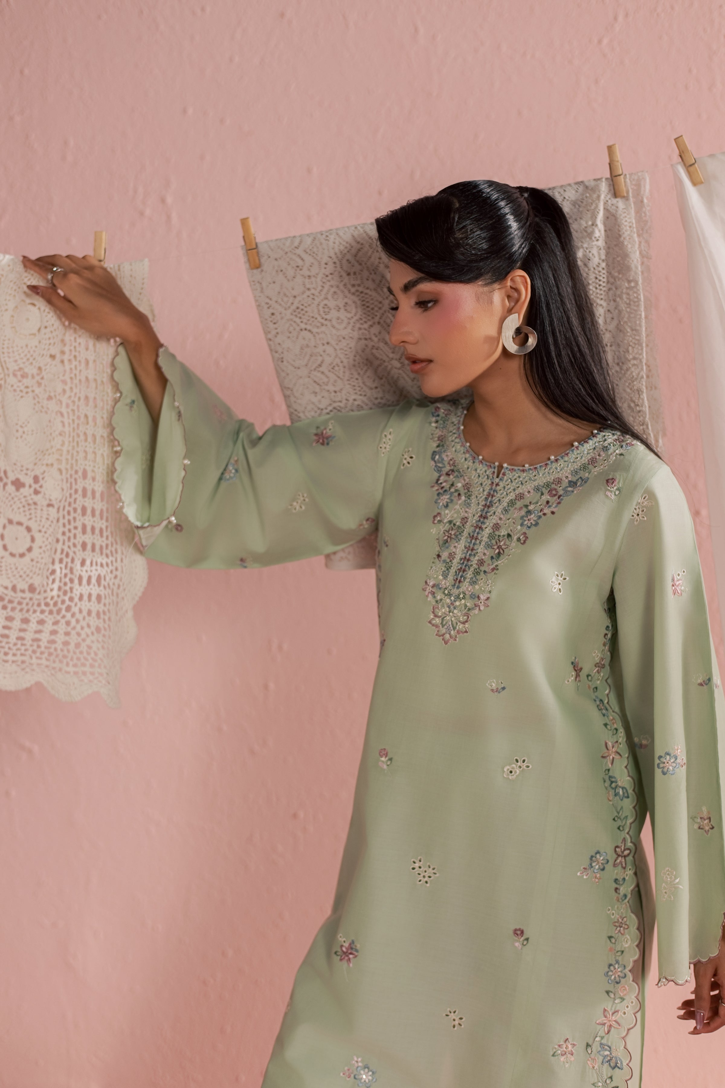 Whisper 2Pc - Embroidered Lawn Dress BATIKSS26 BATIK XS / Frosty Green / Pima Lawn-S / Frosty Green / Pima Lawn-M / Frosty Green / Pima Lawn-L / Frosty Green / Pima Lawn-XL / Frosty Green / Pima Lawn