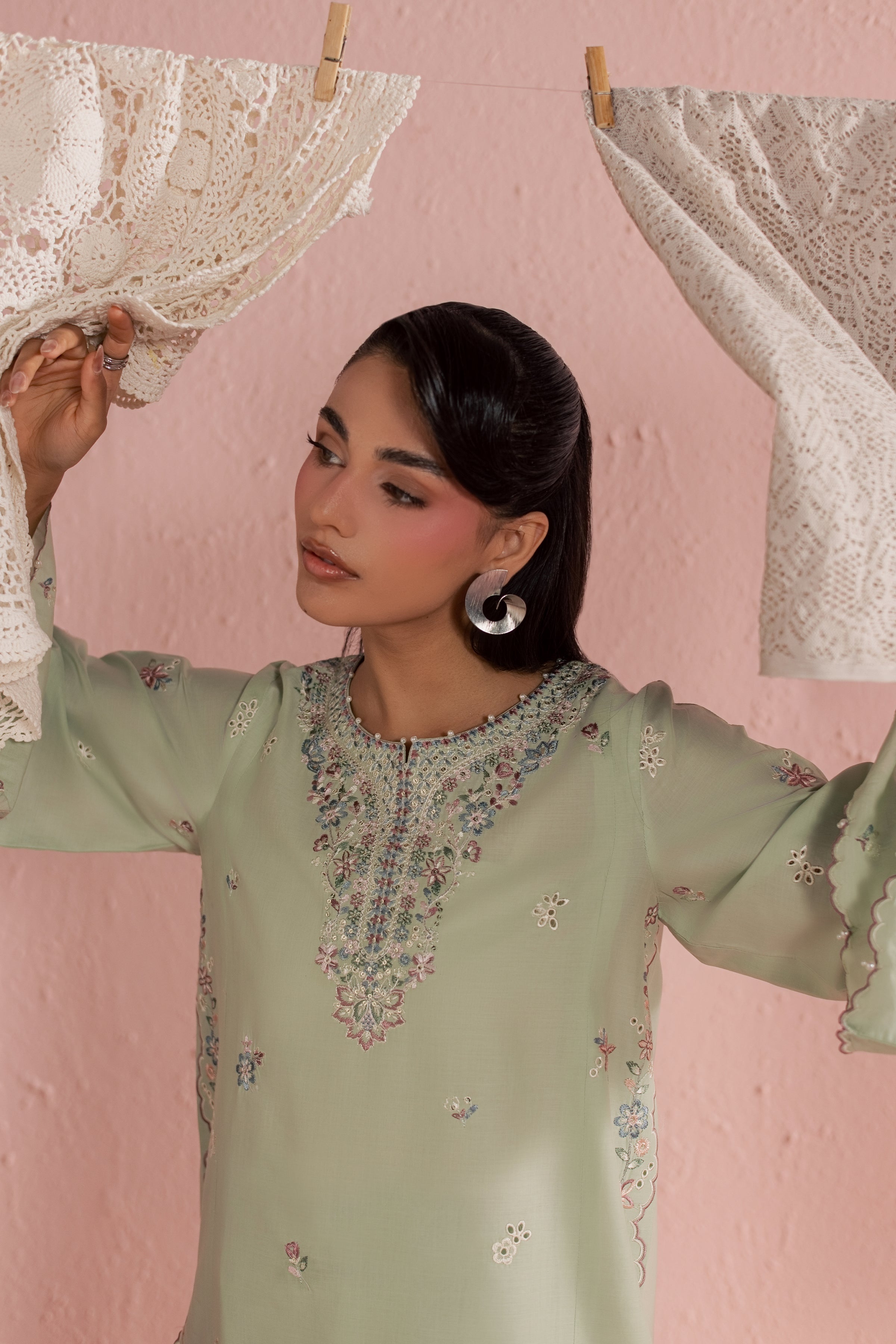 Whisper 2Pc - Embroidered Lawn Dress BATIKSS26 BATIK XS / Frosty Green / Pima Lawn-S / Frosty Green / Pima Lawn-M / Frosty Green / Pima Lawn-L / Frosty Green / Pima Lawn-XL / Frosty Green / Pima Lawn
