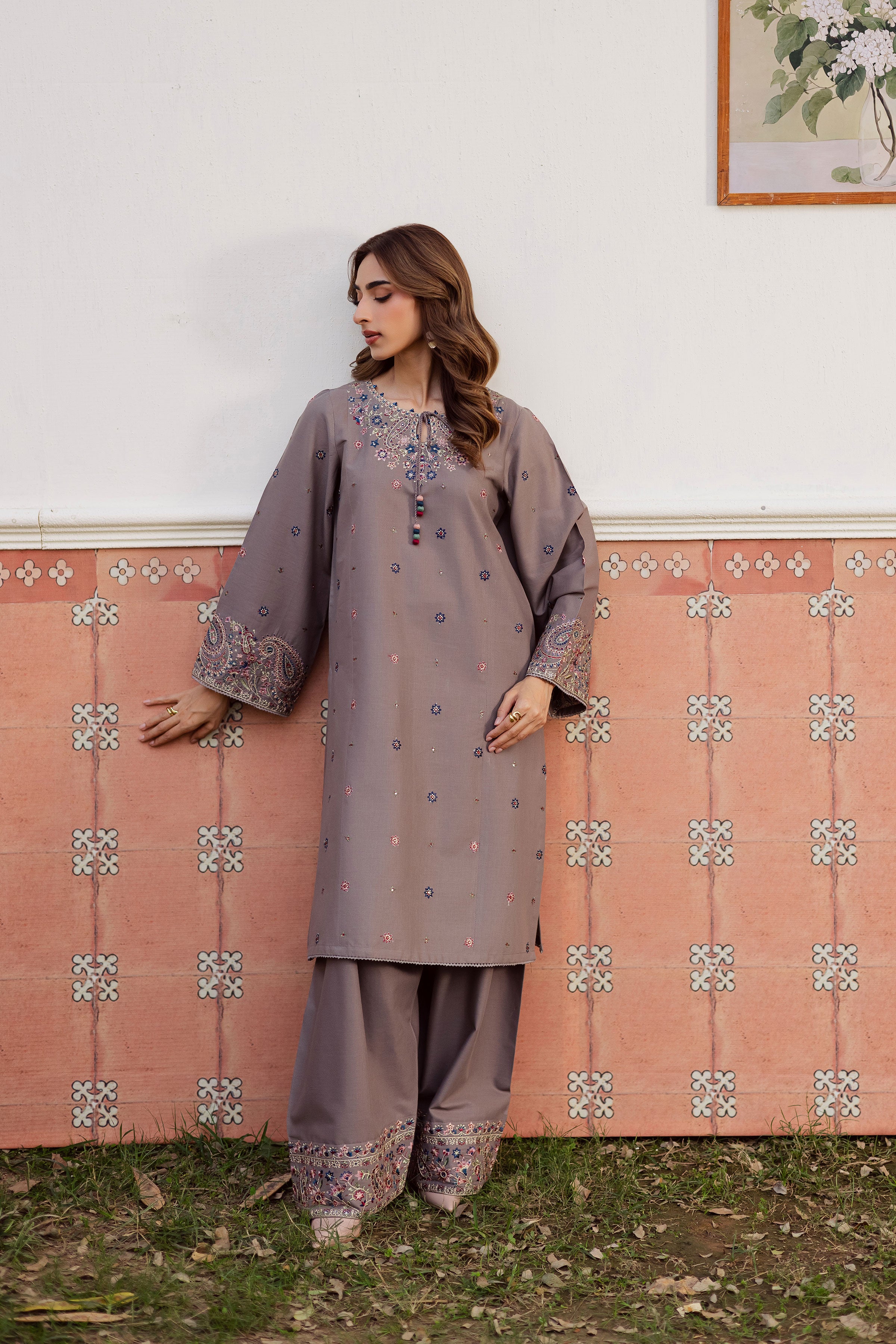Grey Riha 2Pc - Embroidered Khaddar Dress BATIK WINTER PRET 2025 BATIK XS / Grey / Khaddar-S / Grey / Khaddar-M / Grey / Khaddar-L / Grey / Khaddar-XL / Grey / Khaddar
