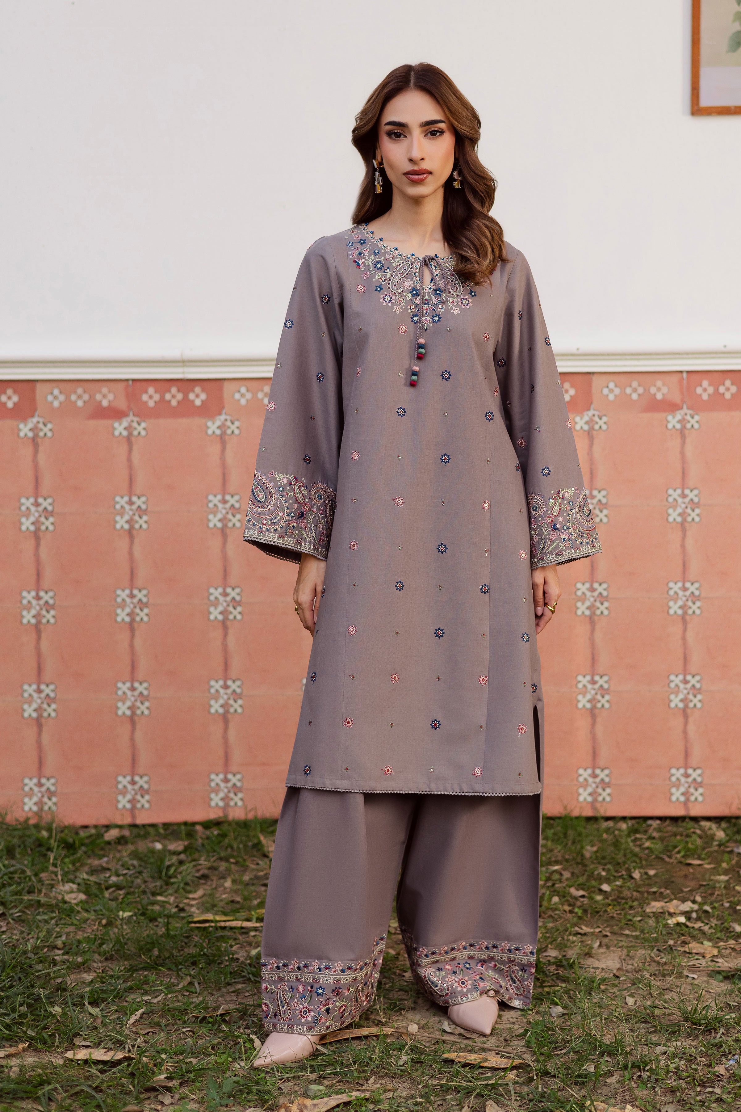 Grey Riha 2Pc - Embroidered Khaddar Dress BATIK WINTER PRET 2025 BATIK XS / Grey / Khaddar-S / Grey / Khaddar-M / Grey / Khaddar-L / Grey / Khaddar-XL / Grey / Khaddar