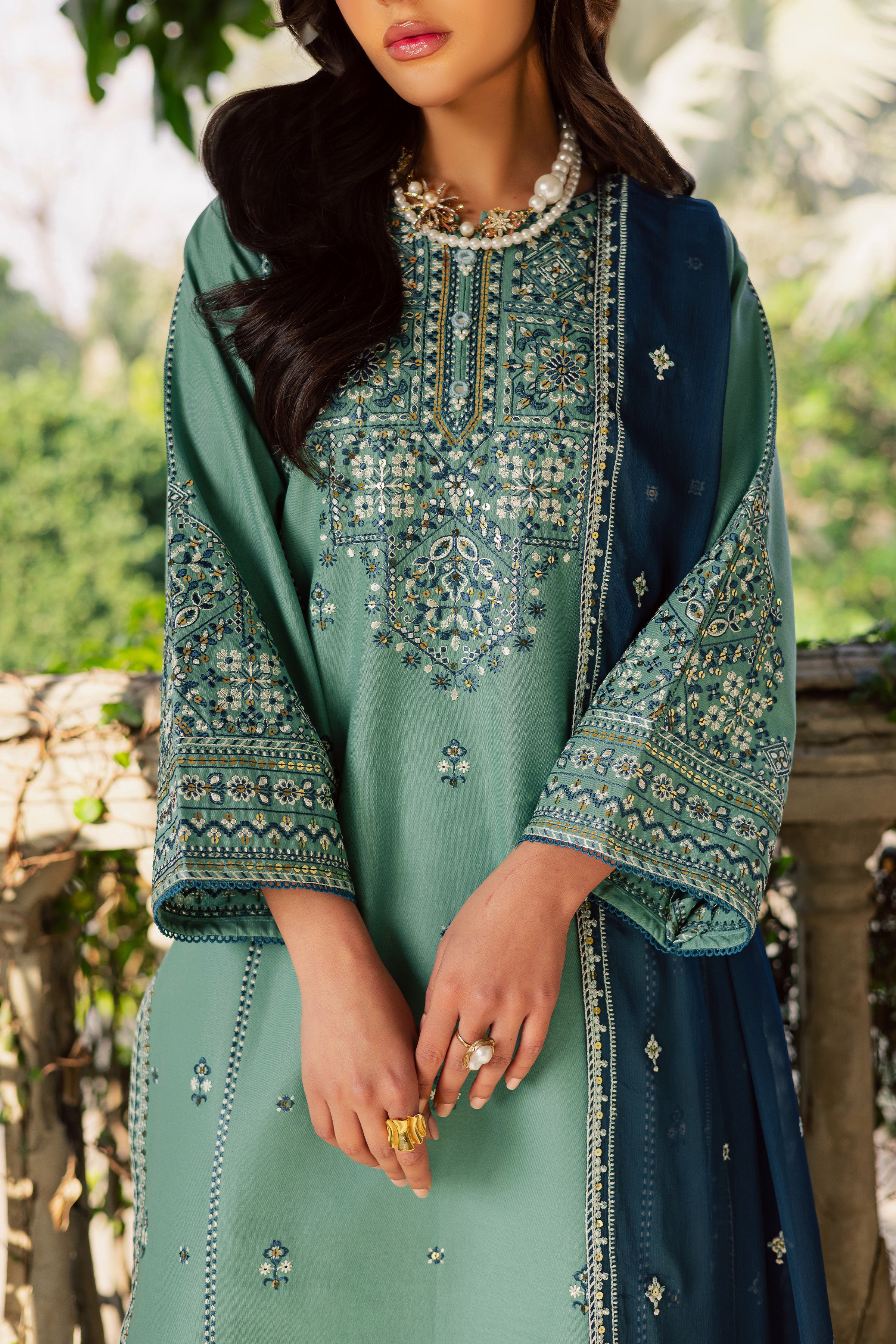Gridle 3Pc - Embroidered Khaddar Dress BATIK WINTER PRET 2025 BATIK XS / Slate Blue / Khaddar-S / Slate Blue / Khaddar-M / Slate Blue / Khaddar-L / Slate Blue / Khaddar-XL / Slate Blue / Khaddar