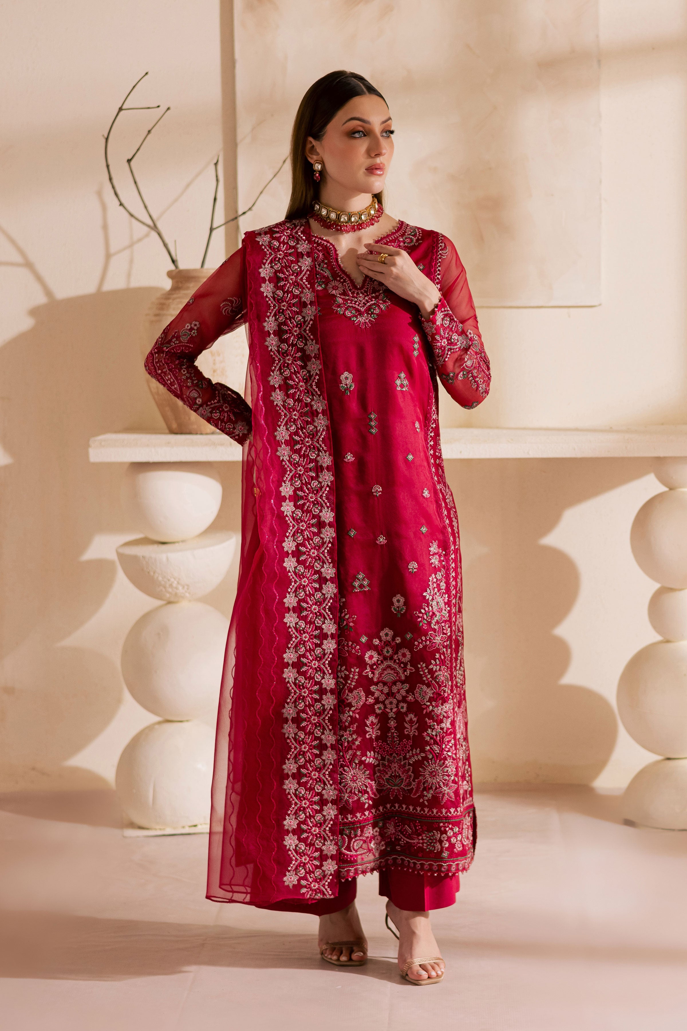 Gulshan Zara 3Pc - Embroidered Luxe Pret BATIKLuxePRET2025 BATIK XS / Fuchsia Pink / Raw Silk & Organza-S / Fuchsia Pink / Raw Silk & Organza-M / Fuchsia Pink / Raw Silk & Organza-L / Fuchsia Pink / Raw Silk & Organza-XL / Fuchsia Pink / Raw Silk & Organza