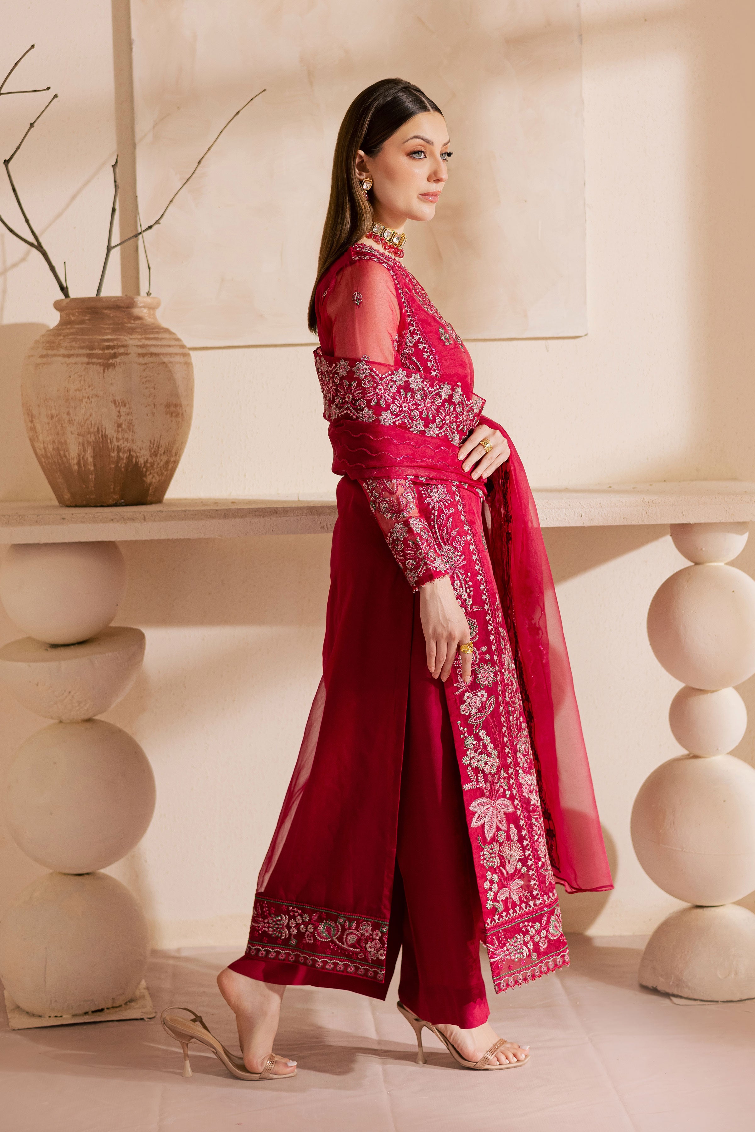 Gulshan Zara 3Pc - Embroidered Luxe Pret BATIKLuxePRET2025 BATIK XS / Fuchsia Pink / Raw Silk & Organza-S / Fuchsia Pink / Raw Silk & Organza-M / Fuchsia Pink / Raw Silk & Organza-L / Fuchsia Pink / Raw Silk & Organza-XL / Fuchsia Pink / Raw Silk & Organza