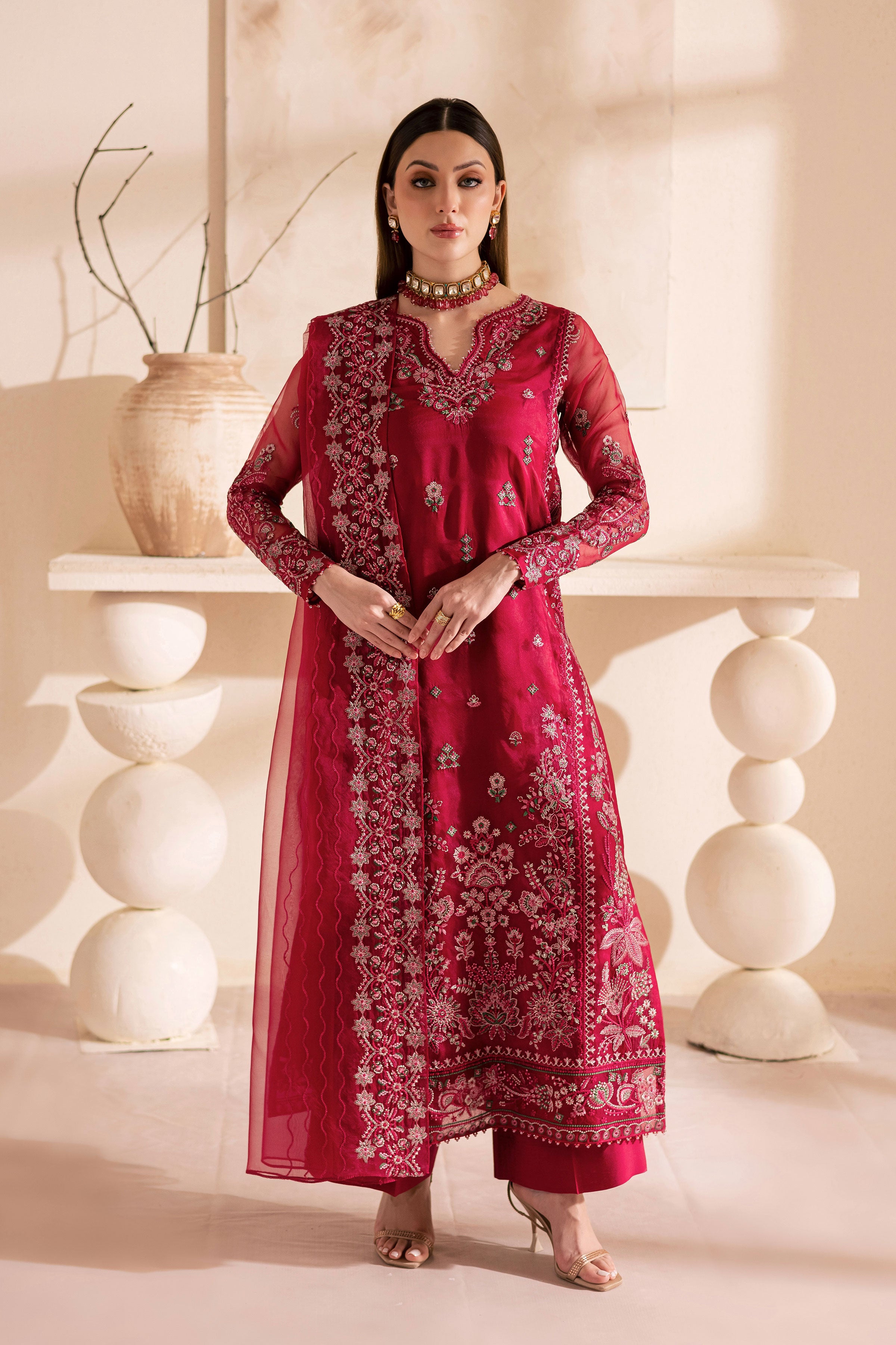 Gulshan Zara 3Pc - Embroidered Luxe Pret BATIKLuxePRET2025 BATIK XS / Fuchsia Pink / Raw Silk & Organza-S / Fuchsia Pink / Raw Silk & Organza-M / Fuchsia Pink / Raw Silk & Organza-L / Fuchsia Pink / Raw Silk & Organza-XL / Fuchsia Pink / Raw Silk & Organza
