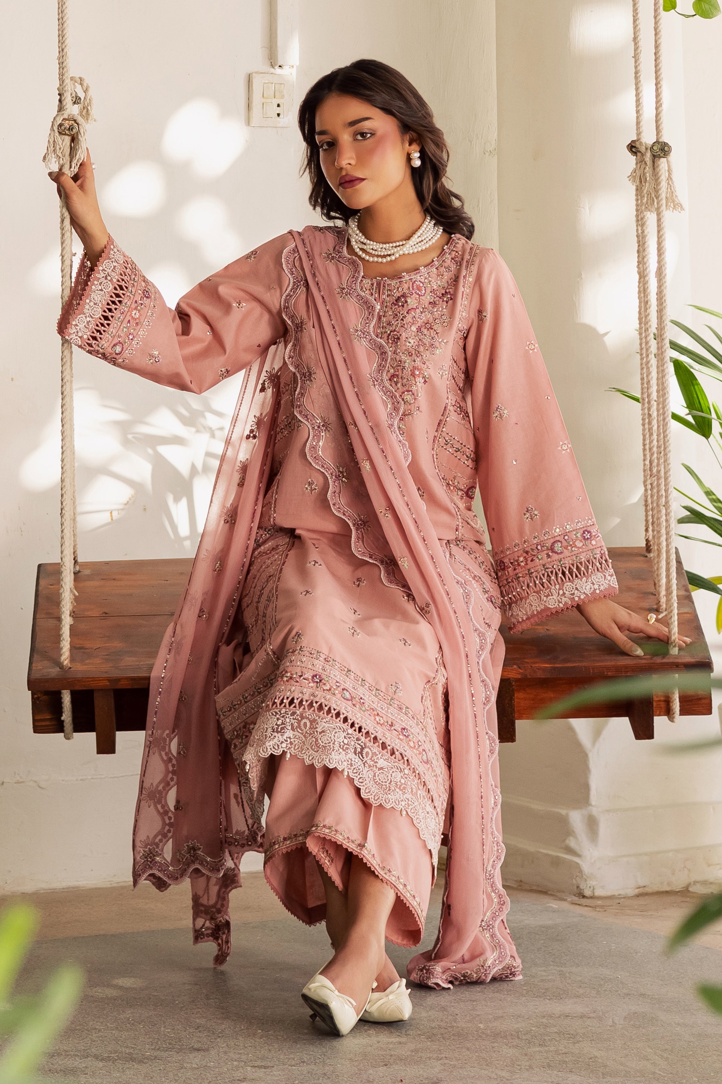 Gulzaar 3Pc - Embroidered Khaddar Dress BATIK WINTER PRET 2025 BATIK XS / Taffy Pink / Khaddar-S / Taffy Pink / Khaddar-M / Taffy Pink / Khaddar-L / Taffy Pink / Khaddar-XL / Taffy Pink / Khaddar