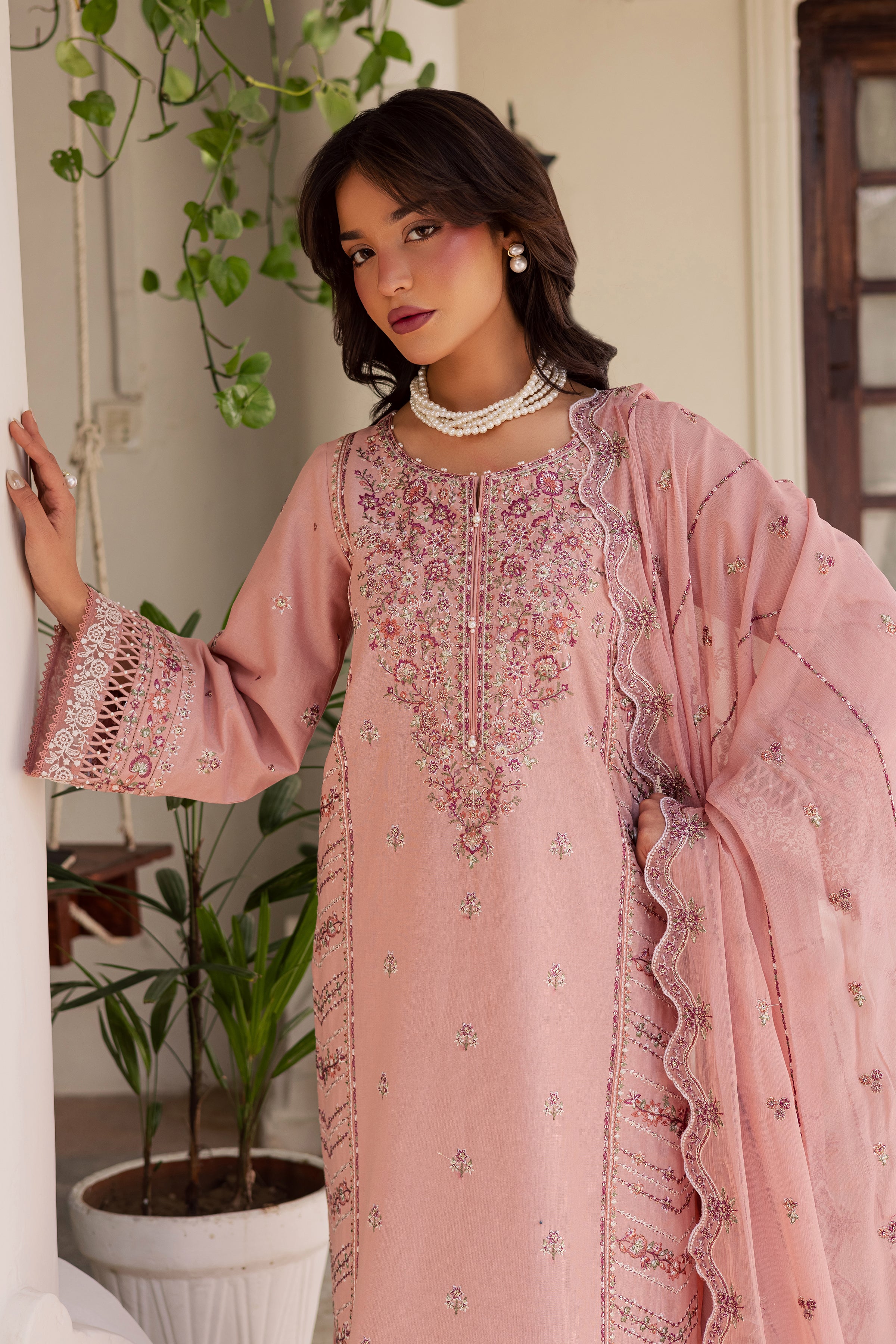 Gulzaar 3Pc - Embroidered Khaddar Dress BATIK WINTER PRET 2025 BATIK XS / Taffy Pink / Khaddar-S / Taffy Pink / Khaddar-M / Taffy Pink / Khaddar-L / Taffy Pink / Khaddar-XL / Taffy Pink / Khaddar