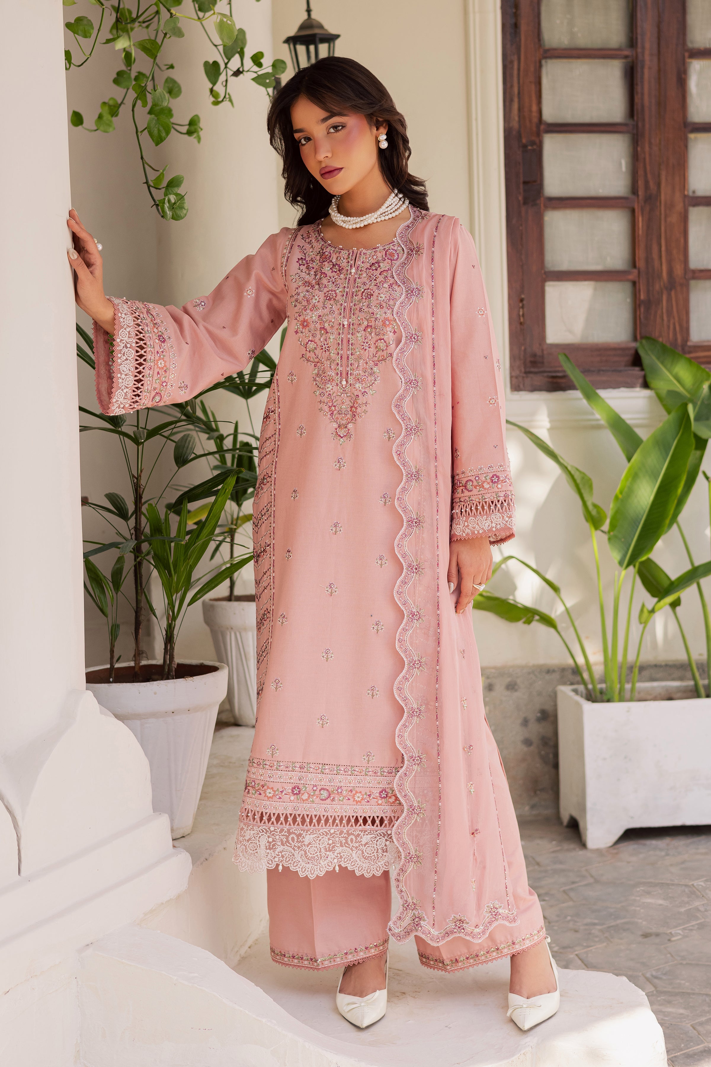 Gulzaar 3Pc - Embroidered Khaddar Dress BATIK WINTER PRET 2025 BATIK XS / Taffy Pink / Khaddar-S / Taffy Pink / Khaddar-M / Taffy Pink / Khaddar-L / Taffy Pink / Khaddar-XL / Taffy Pink / Khaddar