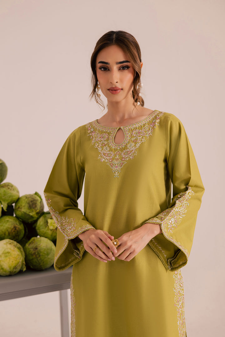 Hailstorm 2Pc - Embroidered Khaddar Dress BATIK WINTER PRET 2025  BATIK   XS / Pear Green / Khaddar-S / Pear Green / Khaddar-M / Pear Green / Khaddar-L / Pear Green / Khaddar-XL / Pear Green / Khaddar