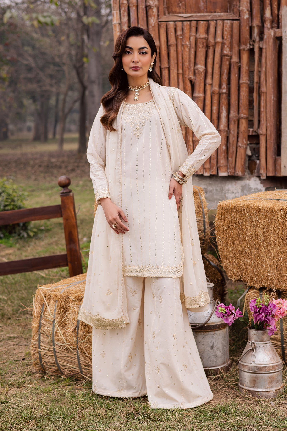 Hans 3Pc - Festive Embroidered Lawn BATIKEID2026 BATIK XS / White Swan / Pima Lawn-S / White Swan / Pima Lawn-M / White Swan / Pima Lawn-L / White Swan / Pima Lawn-XL / White Swan / Pima Lawn