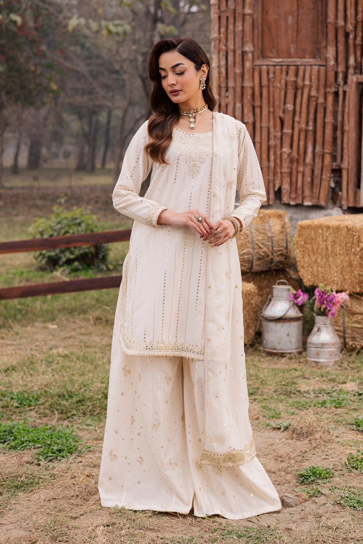 Hans 3Pc - Festive Embroidered Lawn BATIKEID2026 BATIK XS / White Swan / Pima Lawn-S / White Swan / Pima Lawn-M / White Swan / Pima Lawn-L / White Swan / Pima Lawn-XL / White Swan / Pima Lawn