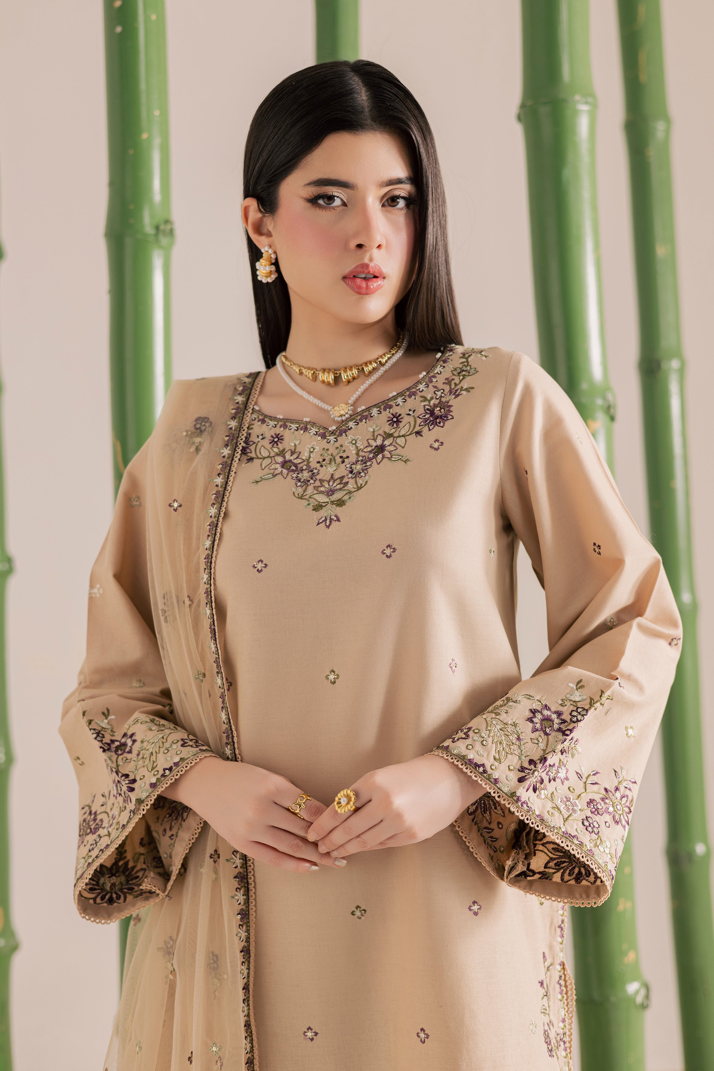 Hastings 3Pc - Embroidered Khaddar Dress BATIK WINTER PRET 2025 BATIK XS / Beige / Khaddar-S / Beige / Khaddar-M / Beige / Khaddar-L / Beige / Khaddar-XL / Beige / Khaddar
