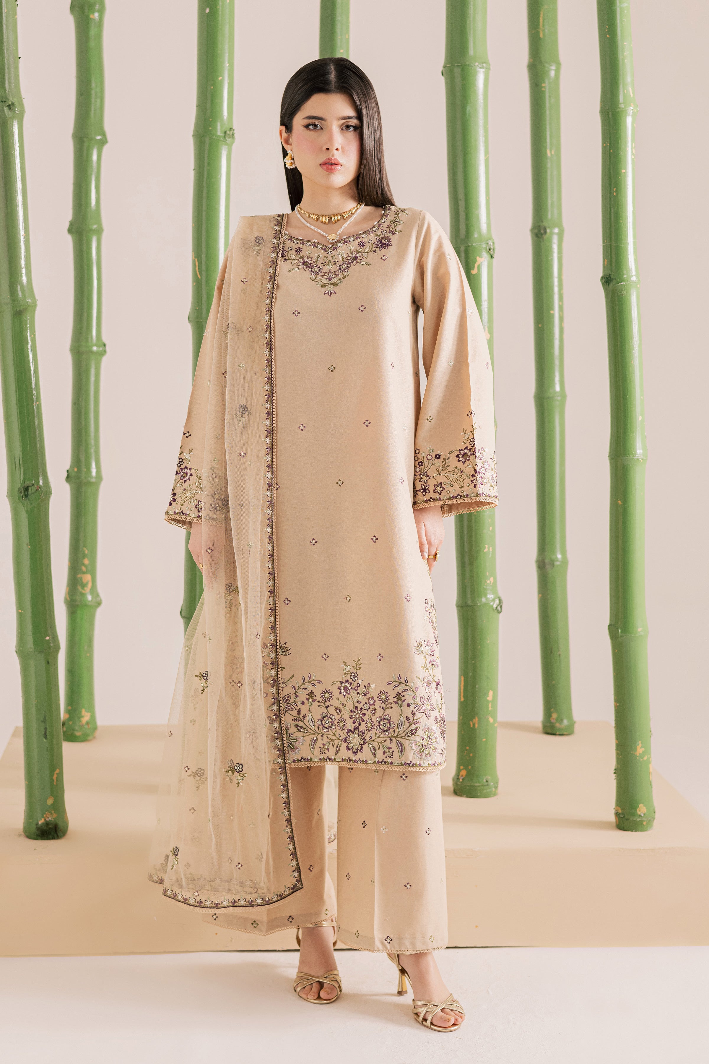 Hastings 3Pc - Embroidered Khaddar Dress BATIK WINTER PRET 2025 BATIK XS / Beige / Khaddar-S / Beige / Khaddar-M / Beige / Khaddar-L / Beige / Khaddar-XL / Beige / Khaddar