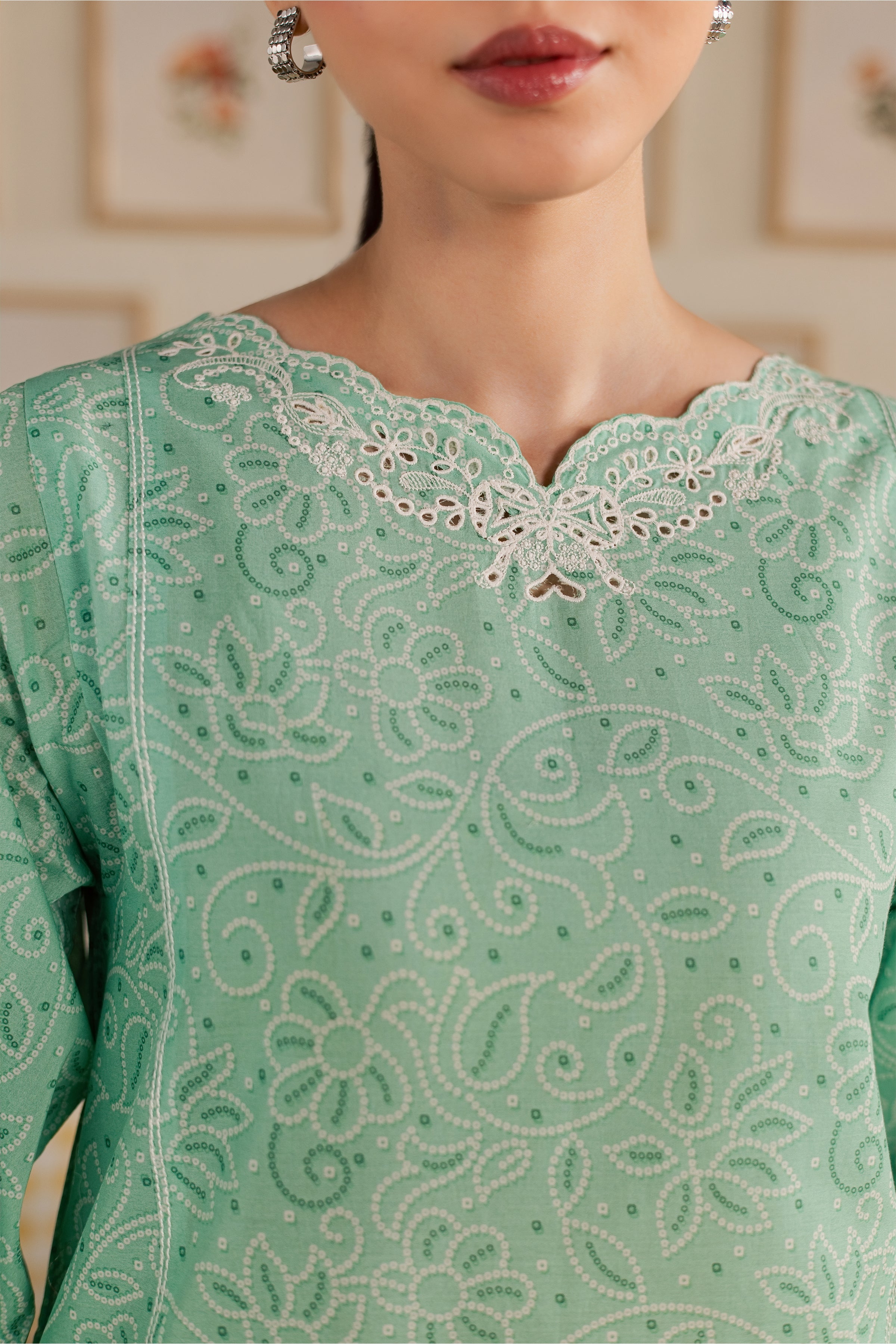 Helia 2Pc - Printed Lawn Dress BATIKSS26 BATIK XS / Sea Green / Lawn-S / Sea Green / Lawn-M / Sea Green / Lawn-L / Sea Green / Lawn-XL / Sea Green / Lawn