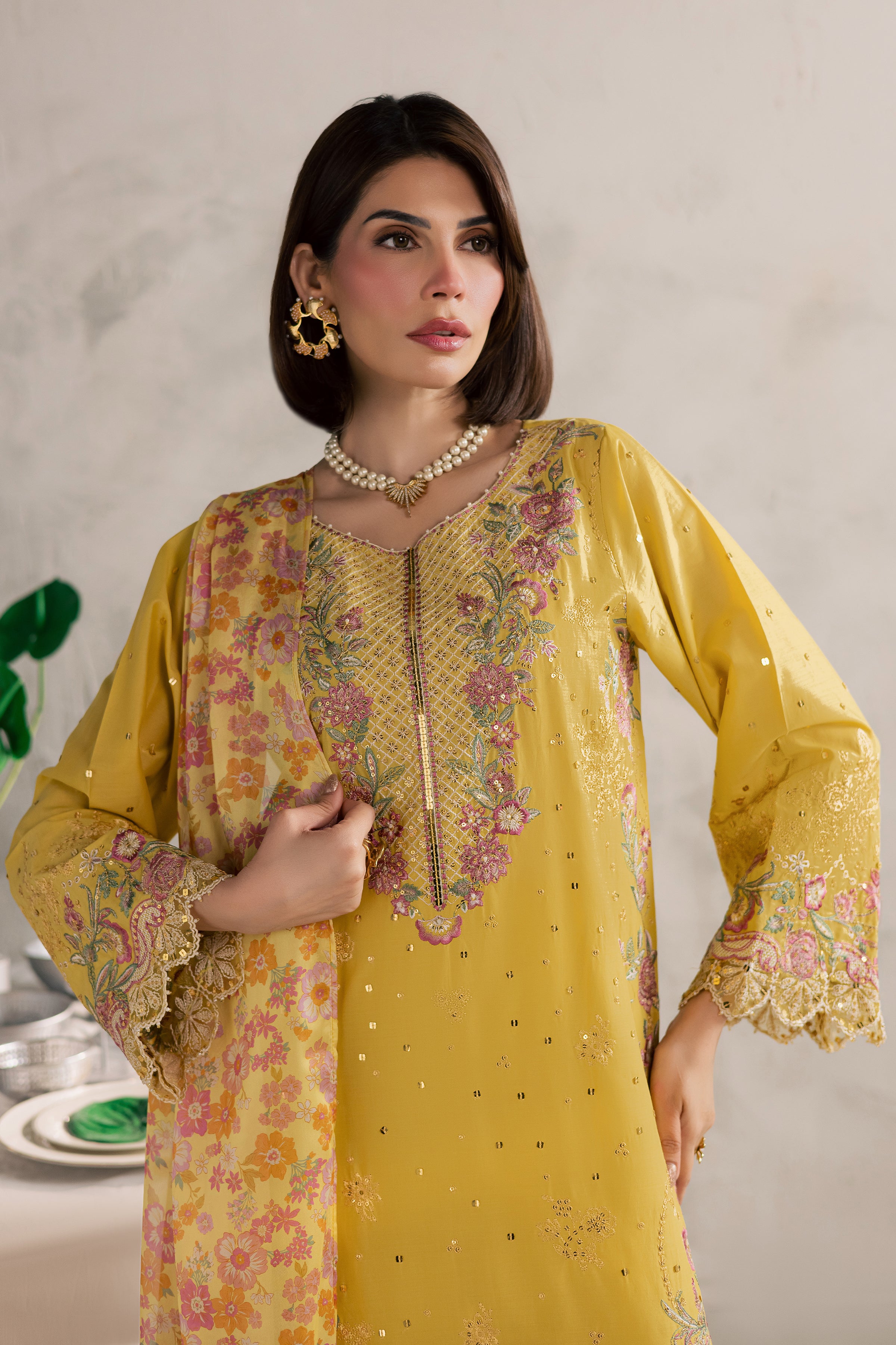 Her Soul 3Pc - Festive Embroidered Lawn BATIKEID2026 BATIK XS / Lemon Yellow / Pima Lawn-S / Lemon Yellow / Pima Lawn-M / Lemon Yellow / Pima Lawn-L / Lemon Yellow / Pima Lawn-XL / Lemon Yellow / Pima Lawn